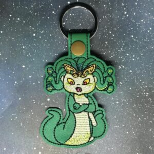 Slinky the Gorgon Angry ITH fob machine embroidery design