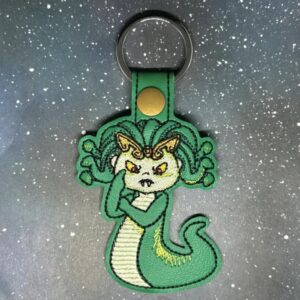 Slinky the Gorgon Angry ITH fob machine embroidery design