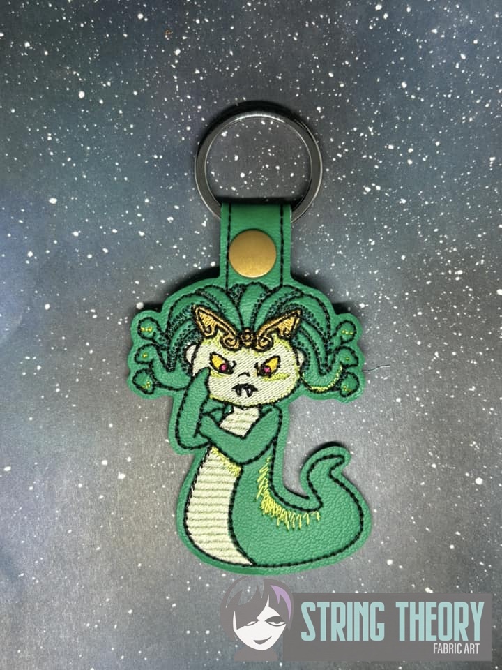 Slinky the Gorgon Angry ITH fob machine embroidery design