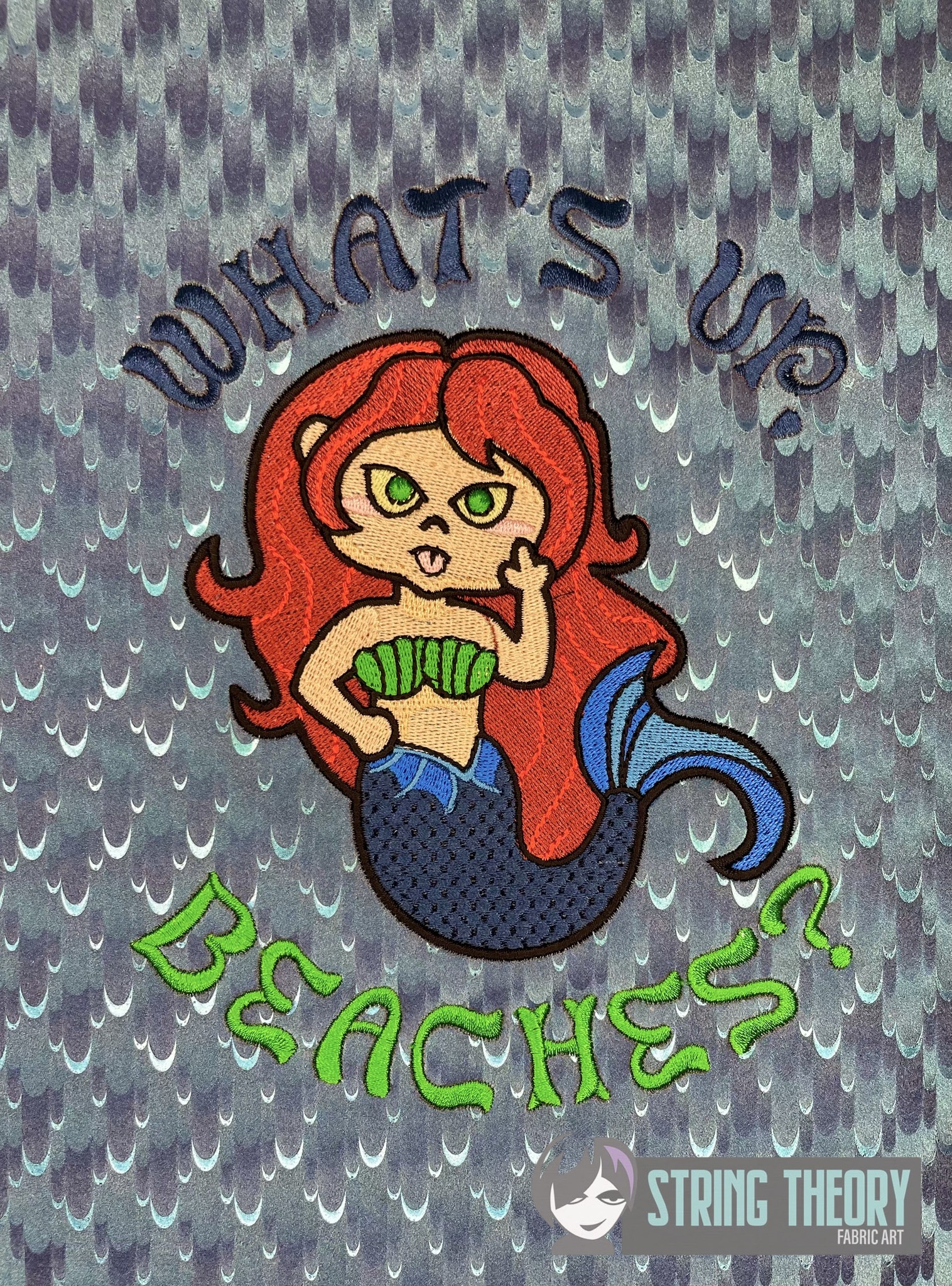 Shelly the Mermaid whats up beaches machine embroidery pattern
