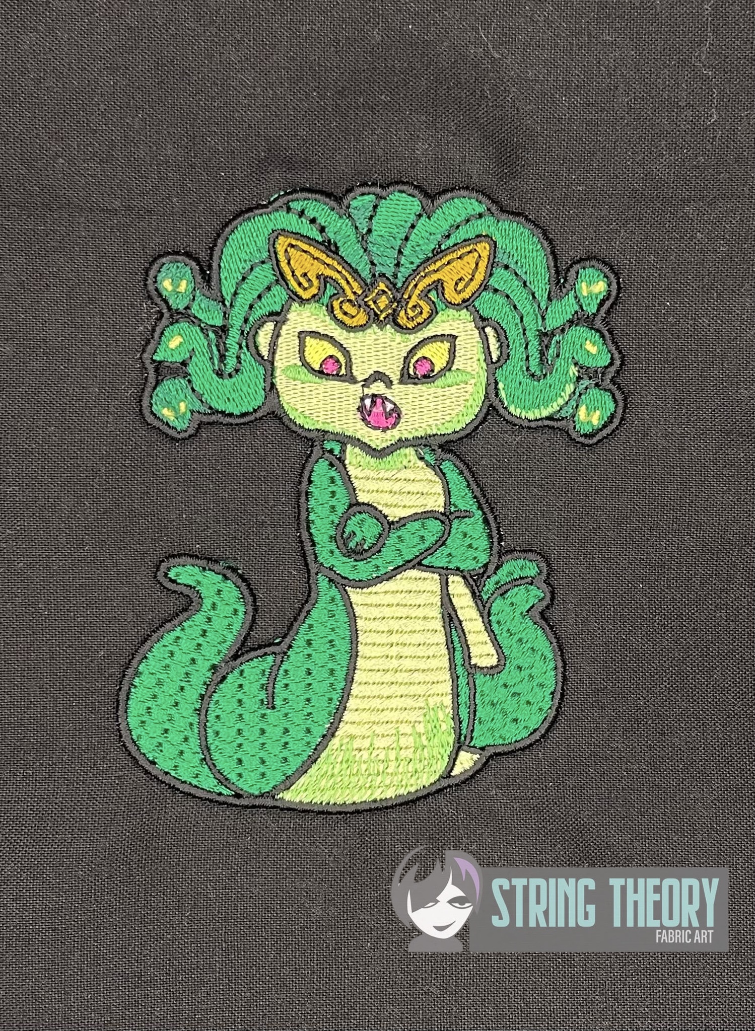 Slinky the Gorgon machine embroidery pattern