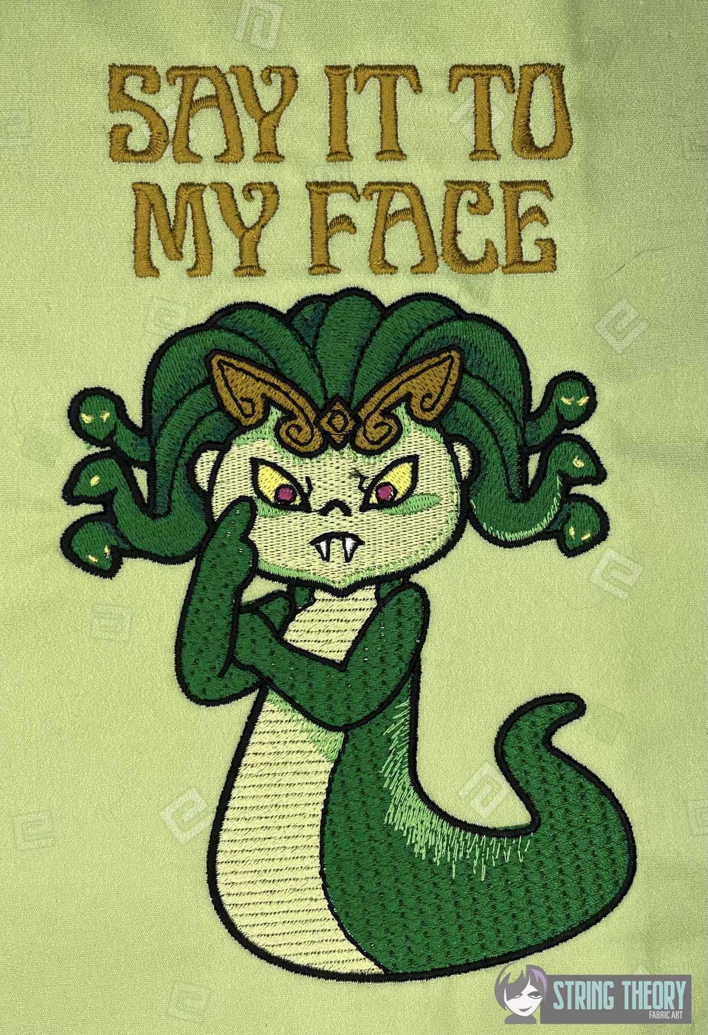 Slinky the Gorgon machine embroidery pattern