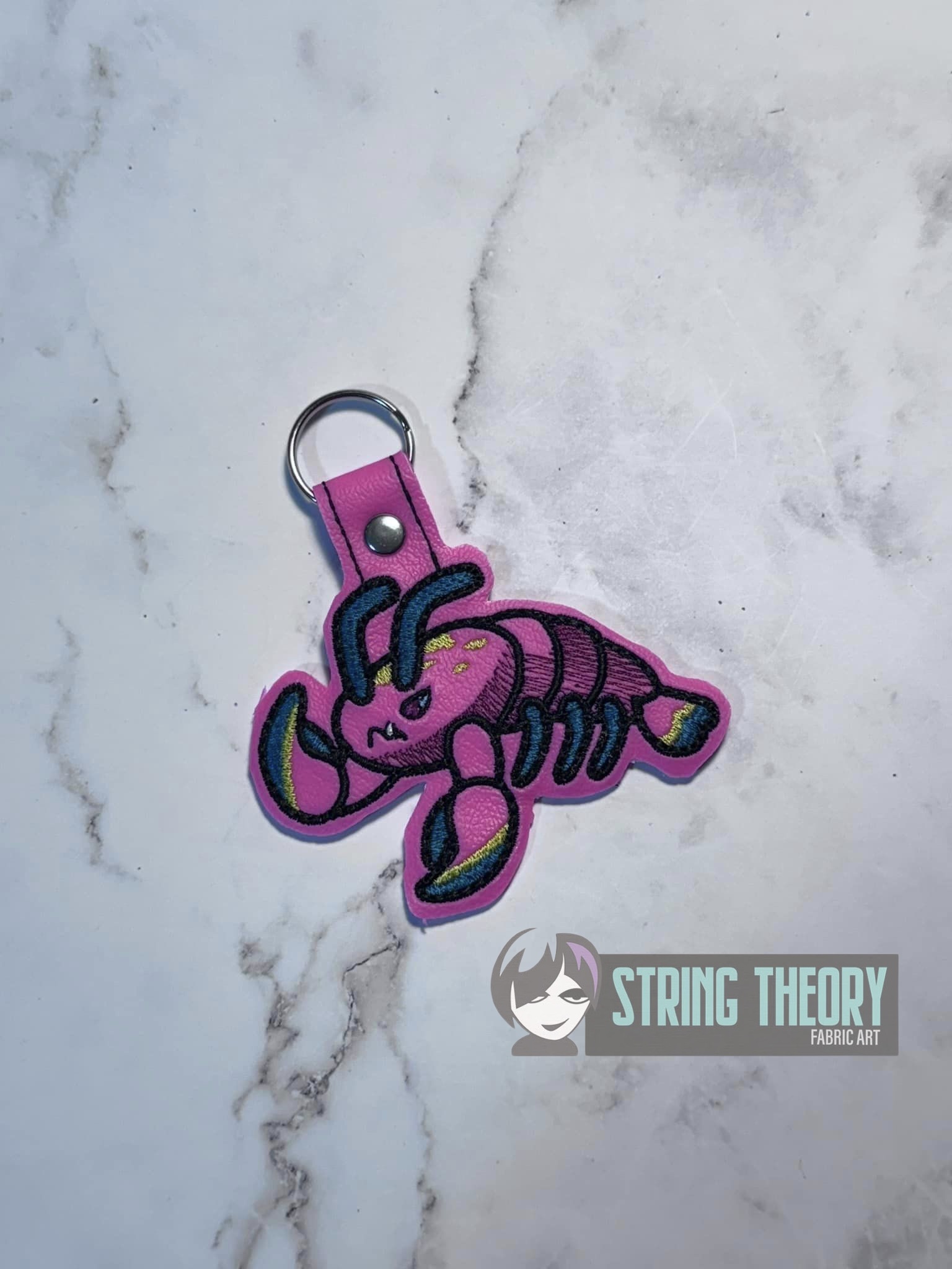 Pinchy the Lobster ITH fob machine embroidery design