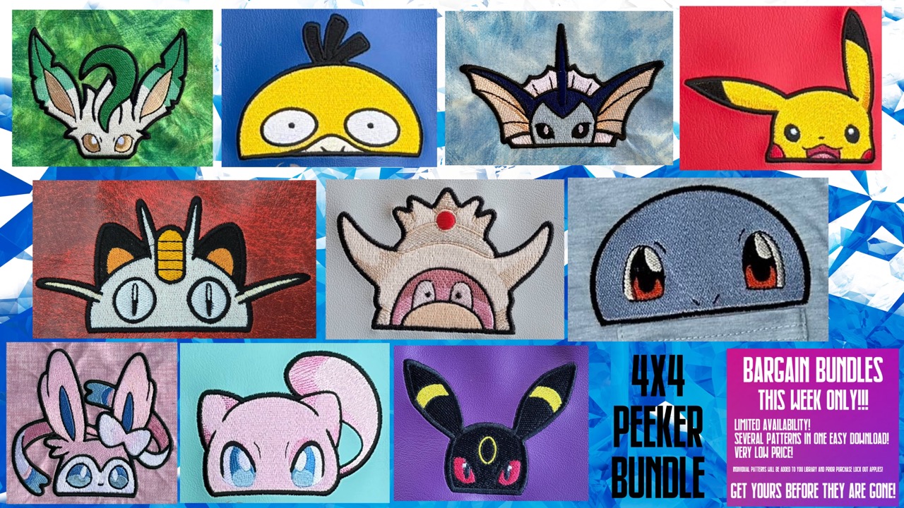 Pokemon Peeker Bargain Bunder 2 4x4 ITH machine embroidery designs
