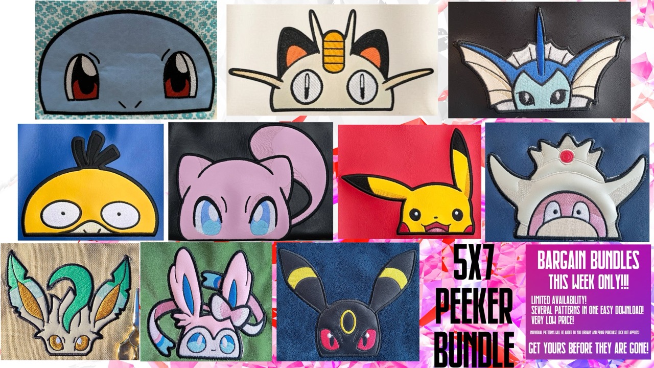 Pokemon Peeker Bargain Bunder 2 5x7 ITH machine embroidery designs