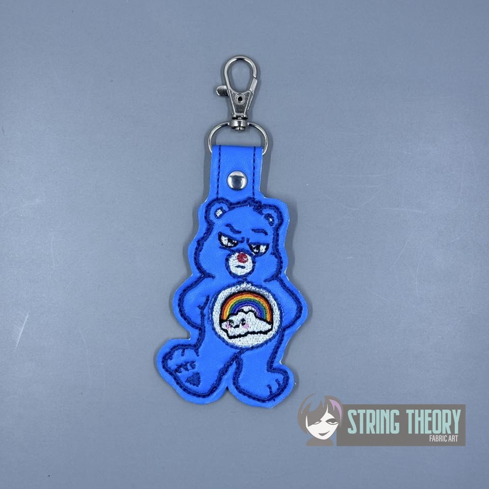 Not Today Bear - Don't Care Bear ITH snap tab key fob machine embroidery design