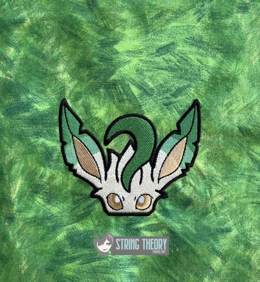Leafeon peeker ITH machine embroidery design