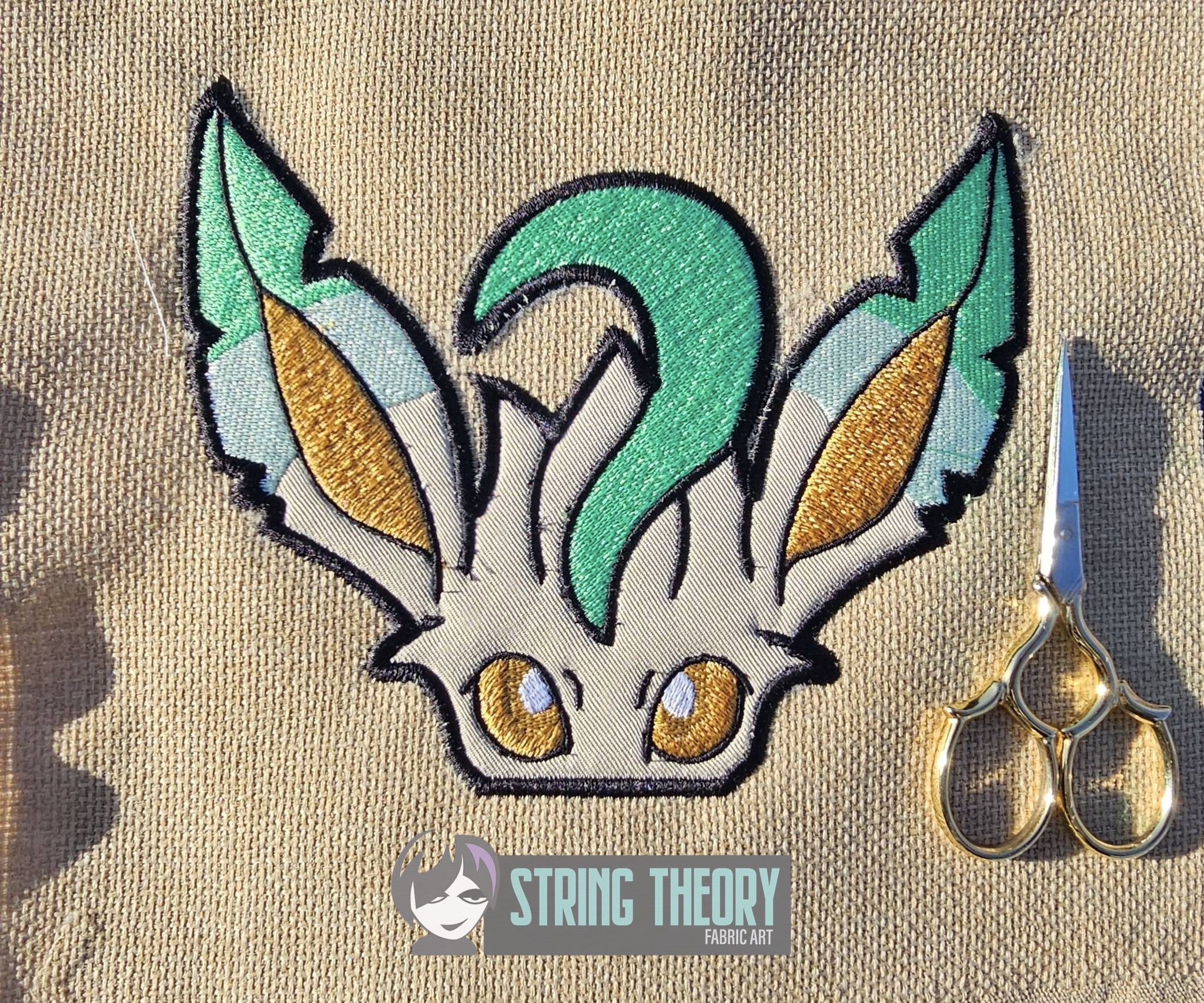 Leafeon peeker ITH machine embroidery design