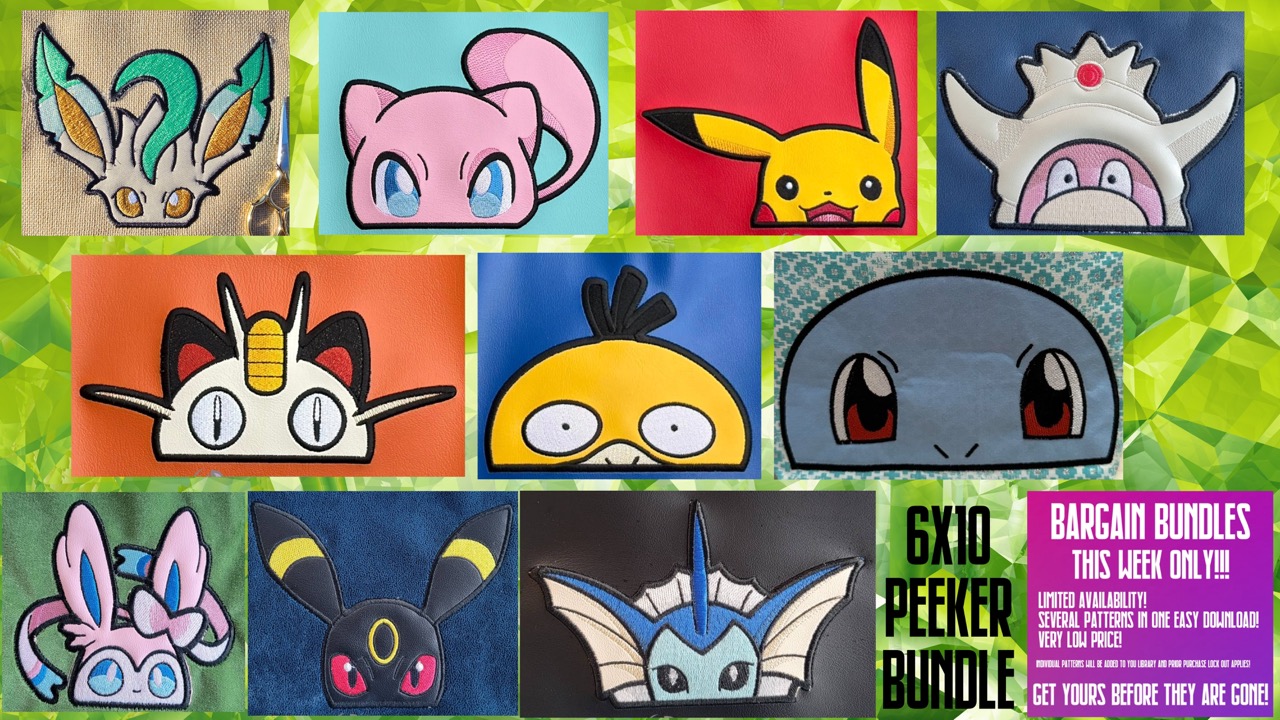 Pokemon Peeker Bargain Bunder 2 6x10 ITH machine embroidery designs