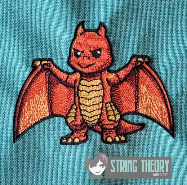 Chibi Kaiju Rodan machine embroidery design pattern