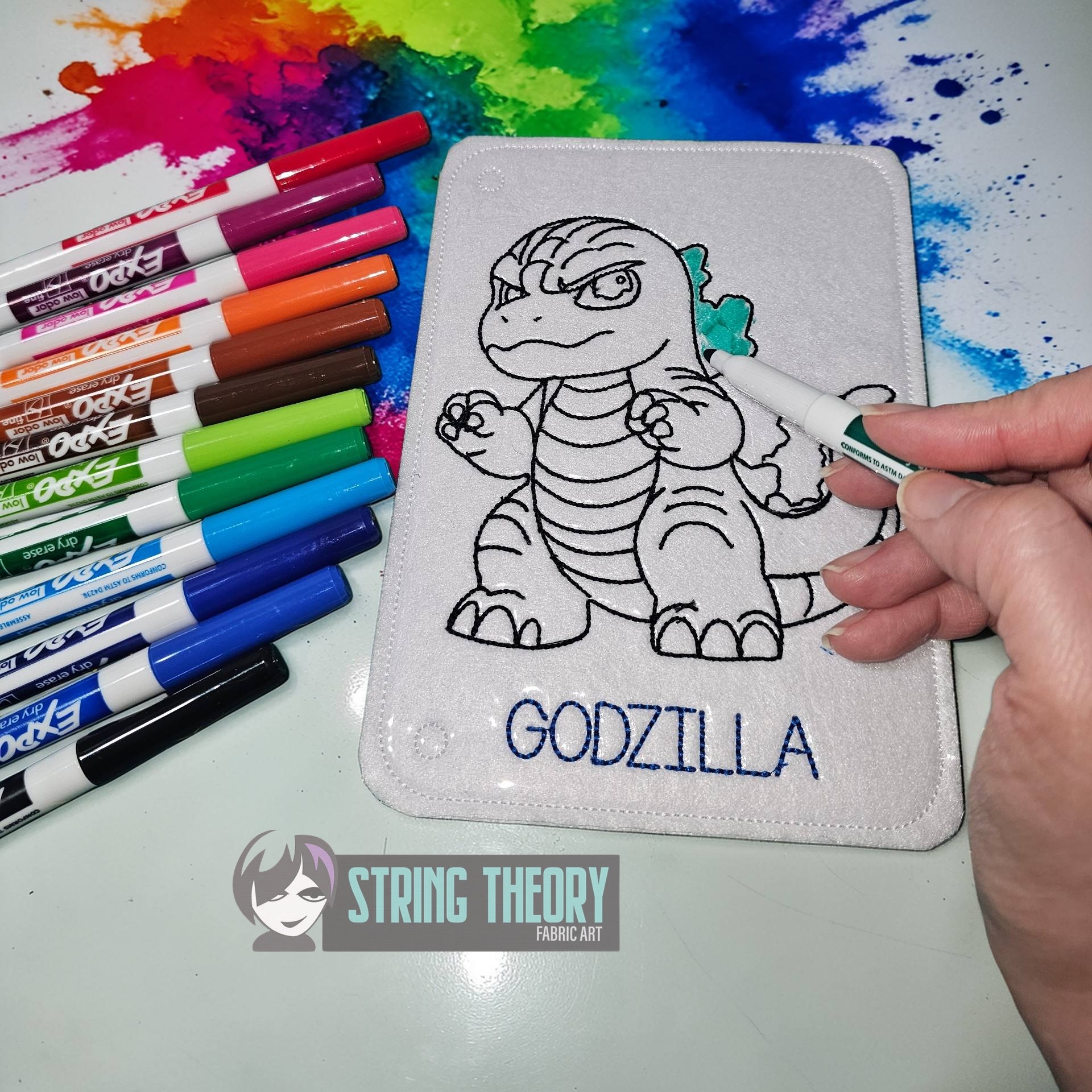 Kaiju Godzilla Color Page ITH machine embroidery design