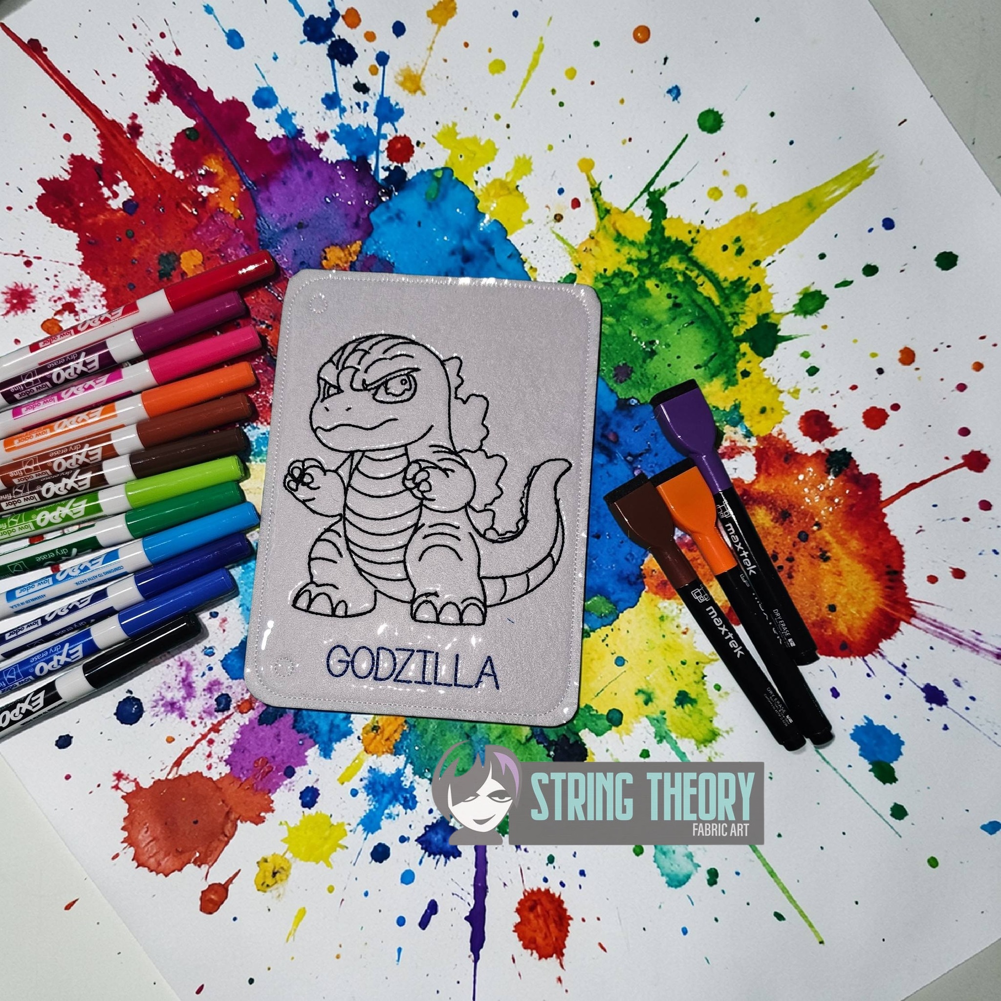 Kaiju Godzilla Color Page ITH machine embroidery design