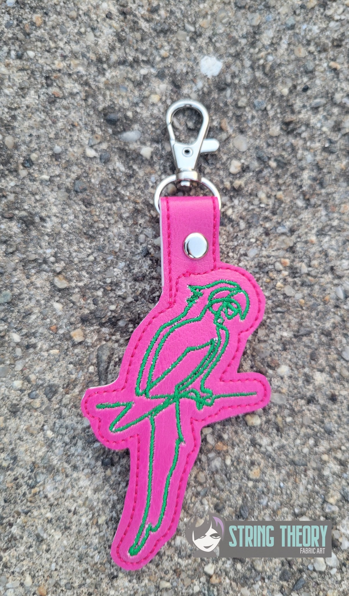 Continuous Line Parrot fob ITH machine embroidery design