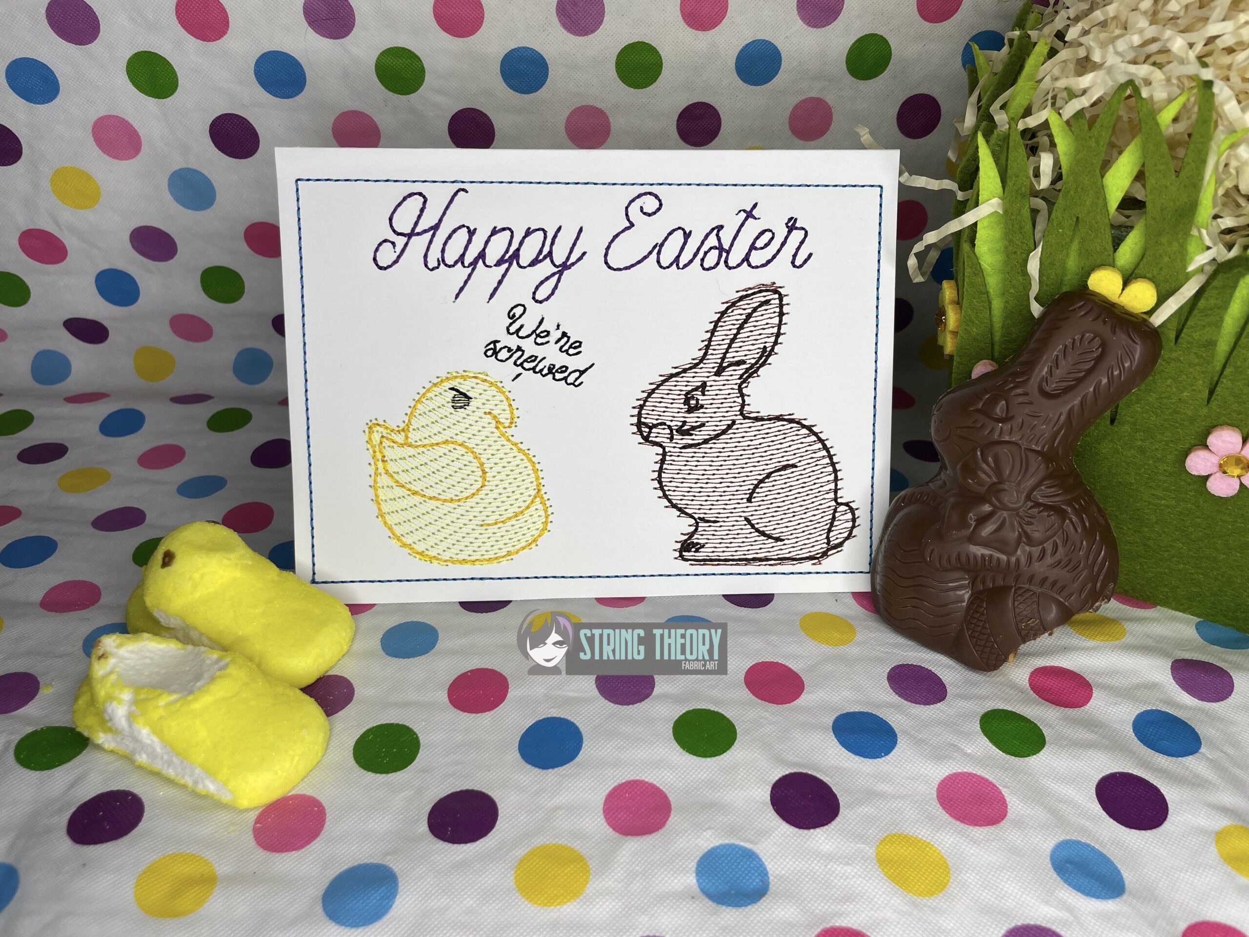 Happy Easter Disgruntled Peep We’re Screwed ITH Greeting Card Design