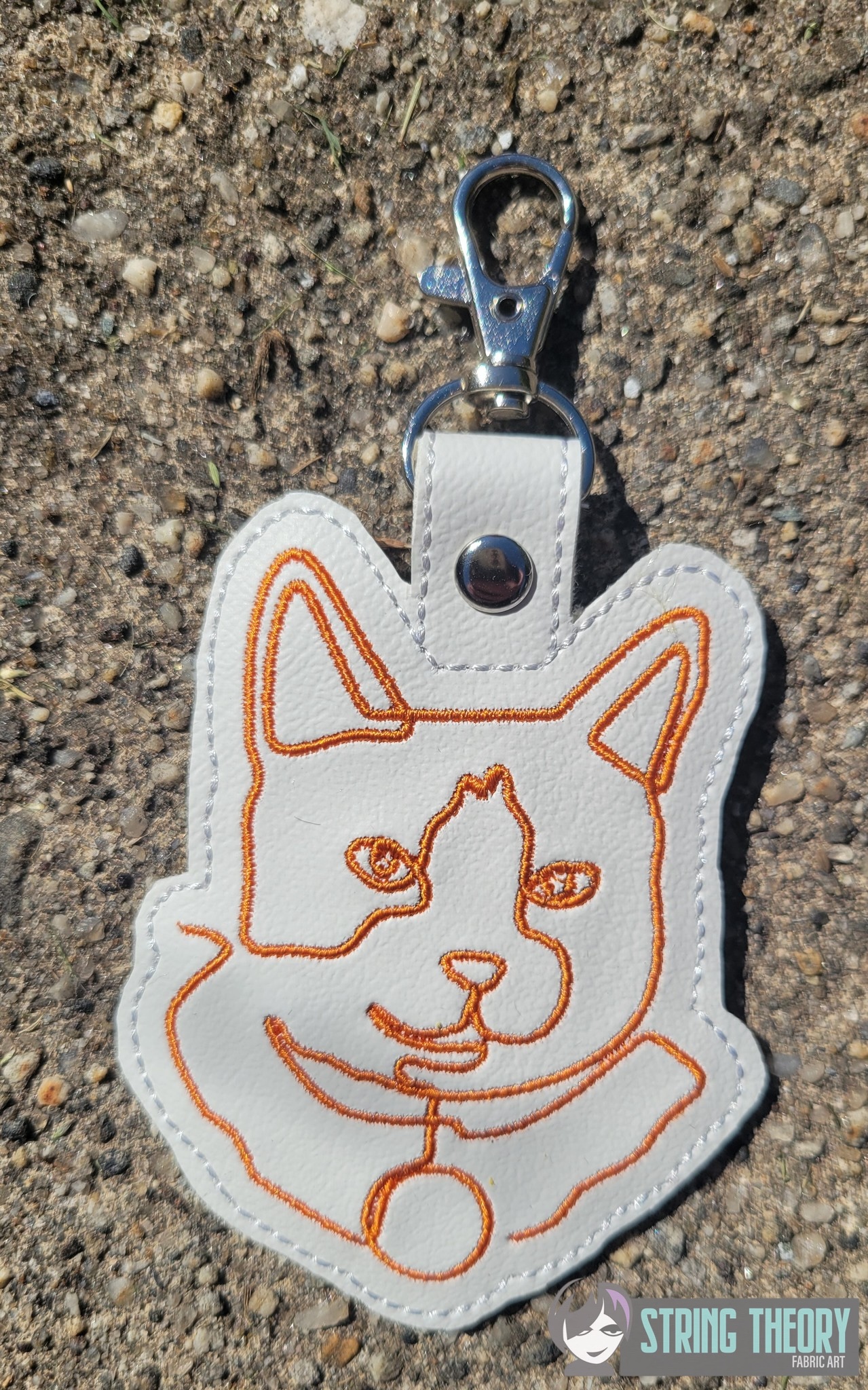 Continuous Line Orange Tabby Cat fob ITH machine embroidery design