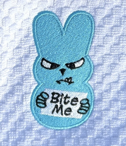 Disgruntled Peep Bunny Bite Me Machine Embroidery Design