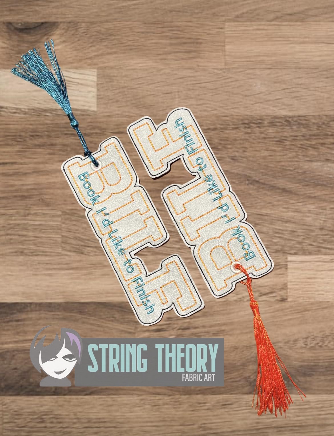 BILF - Books I'd Like to Finish Bookmark ITH machine embroidery design