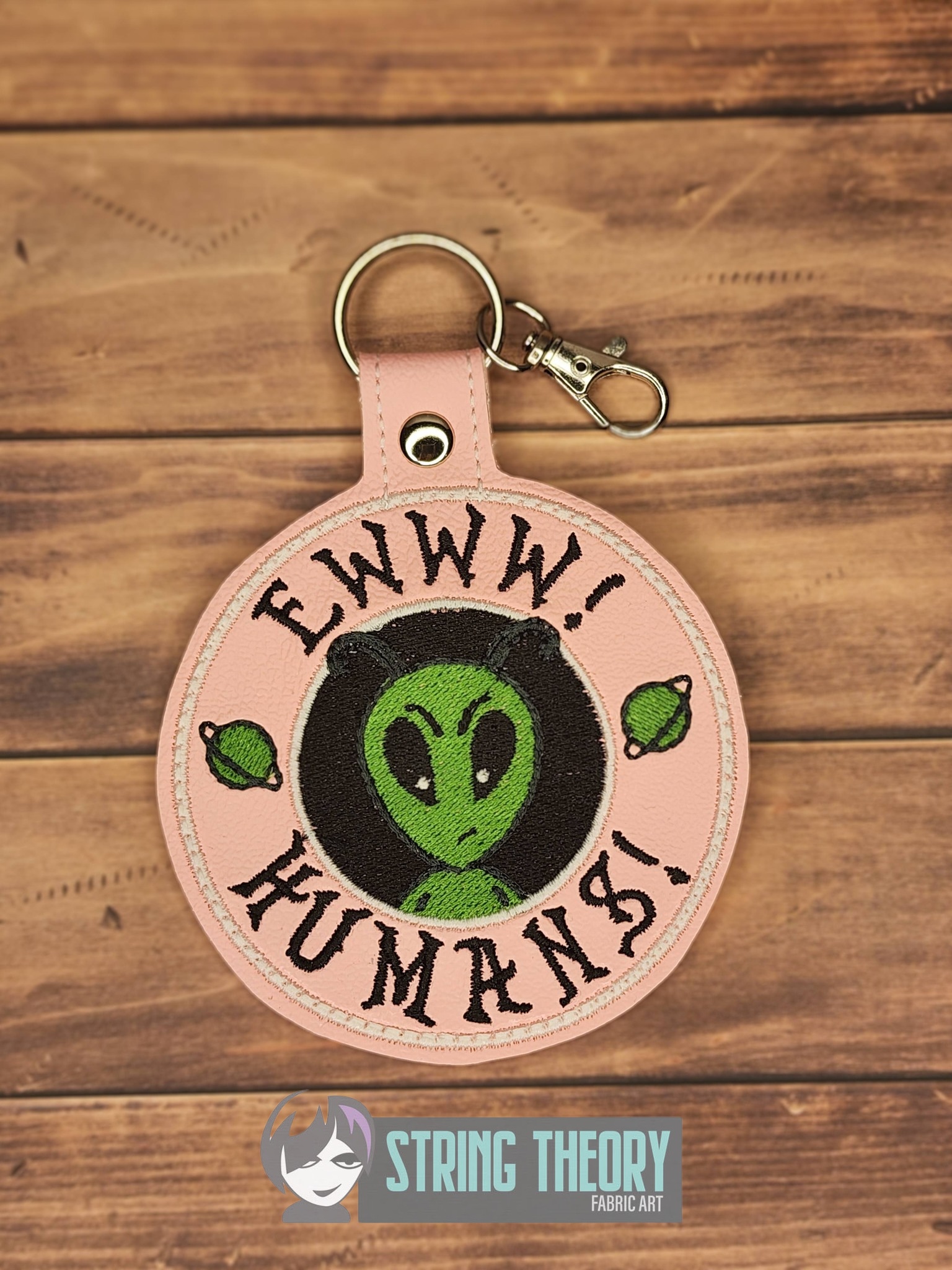 Eww! Humans Alien fob patch ITH machine embroidery design
