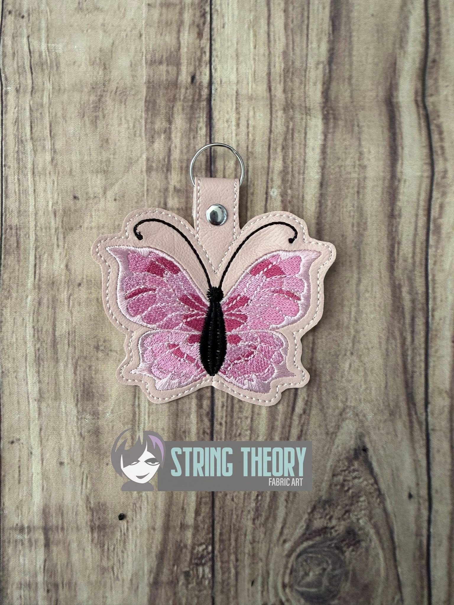 Stained Glass Butterfly fob patch ITH machine embroidery design