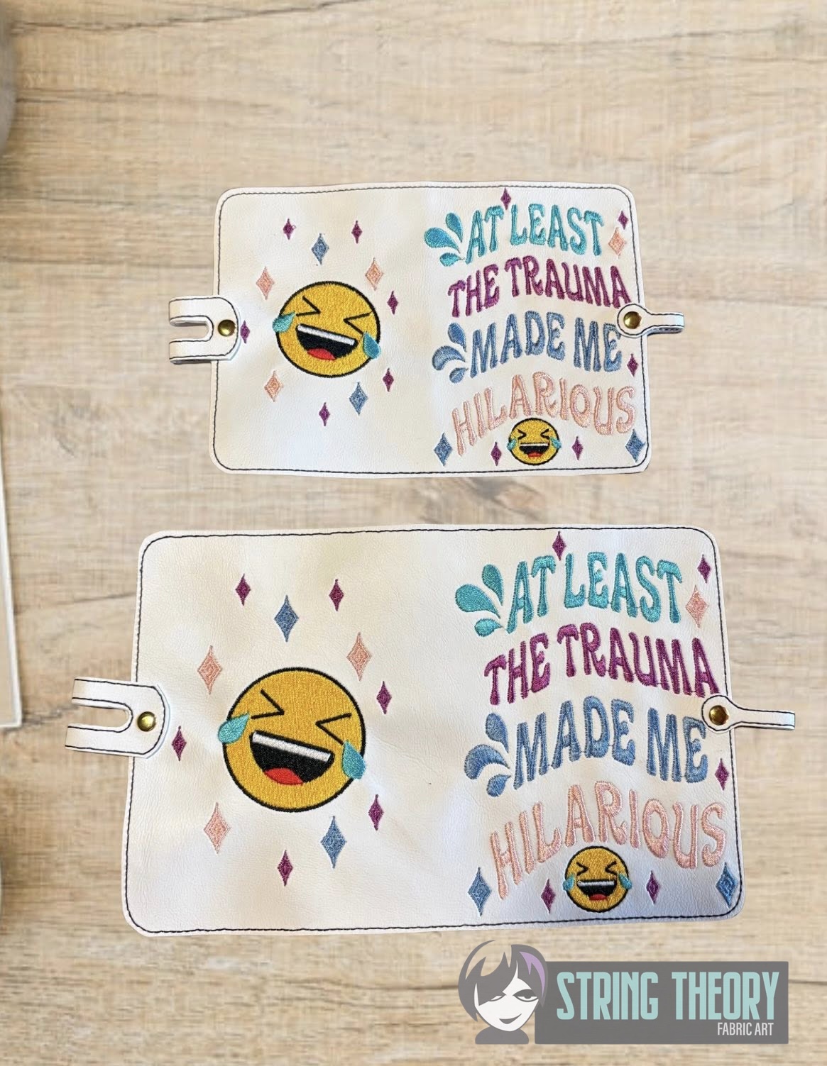 Trauma Made Me Hilarious ITH Notebook Cover machine embroidery design