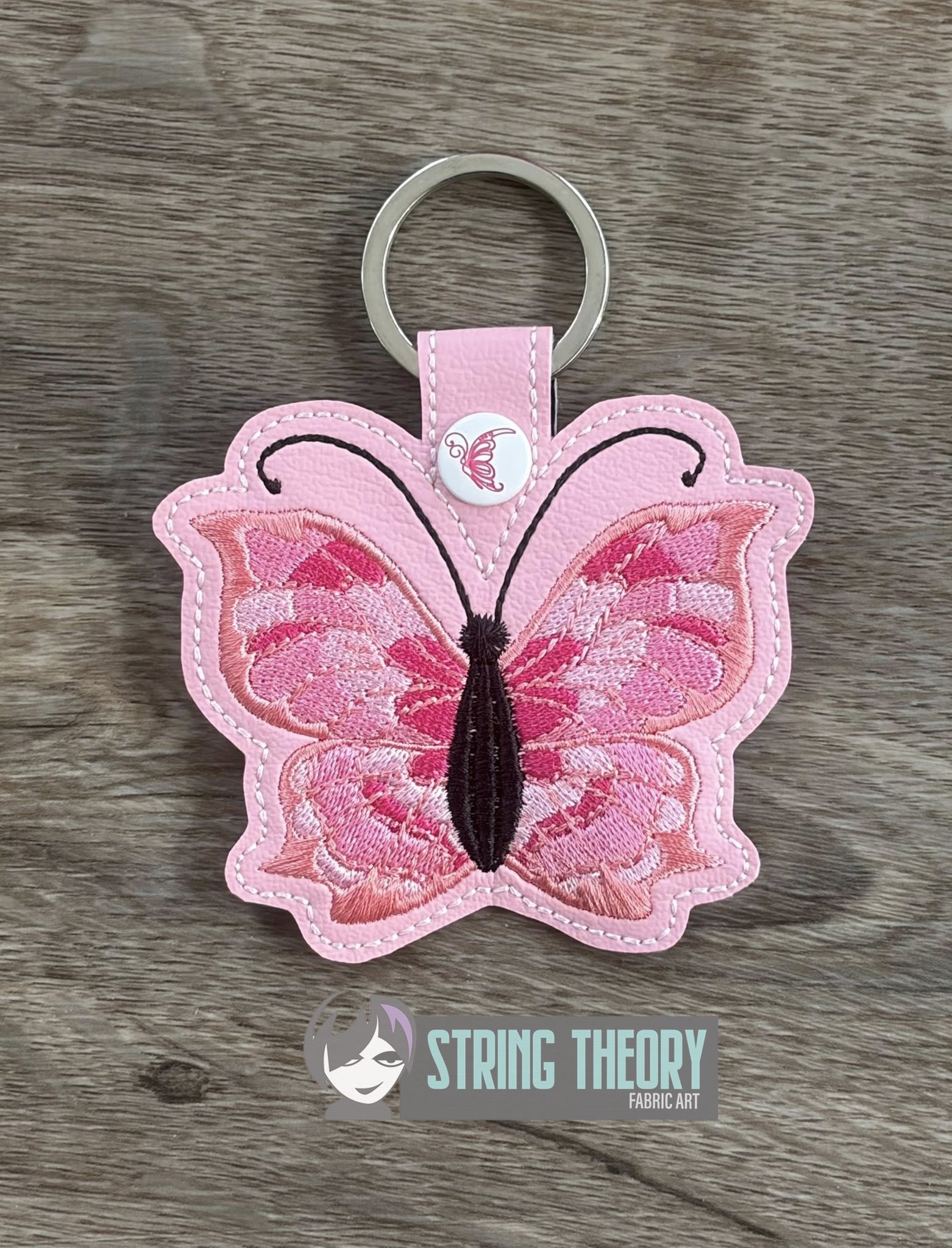 Stained Glass Butterfly fob patch ITH machine embroidery design