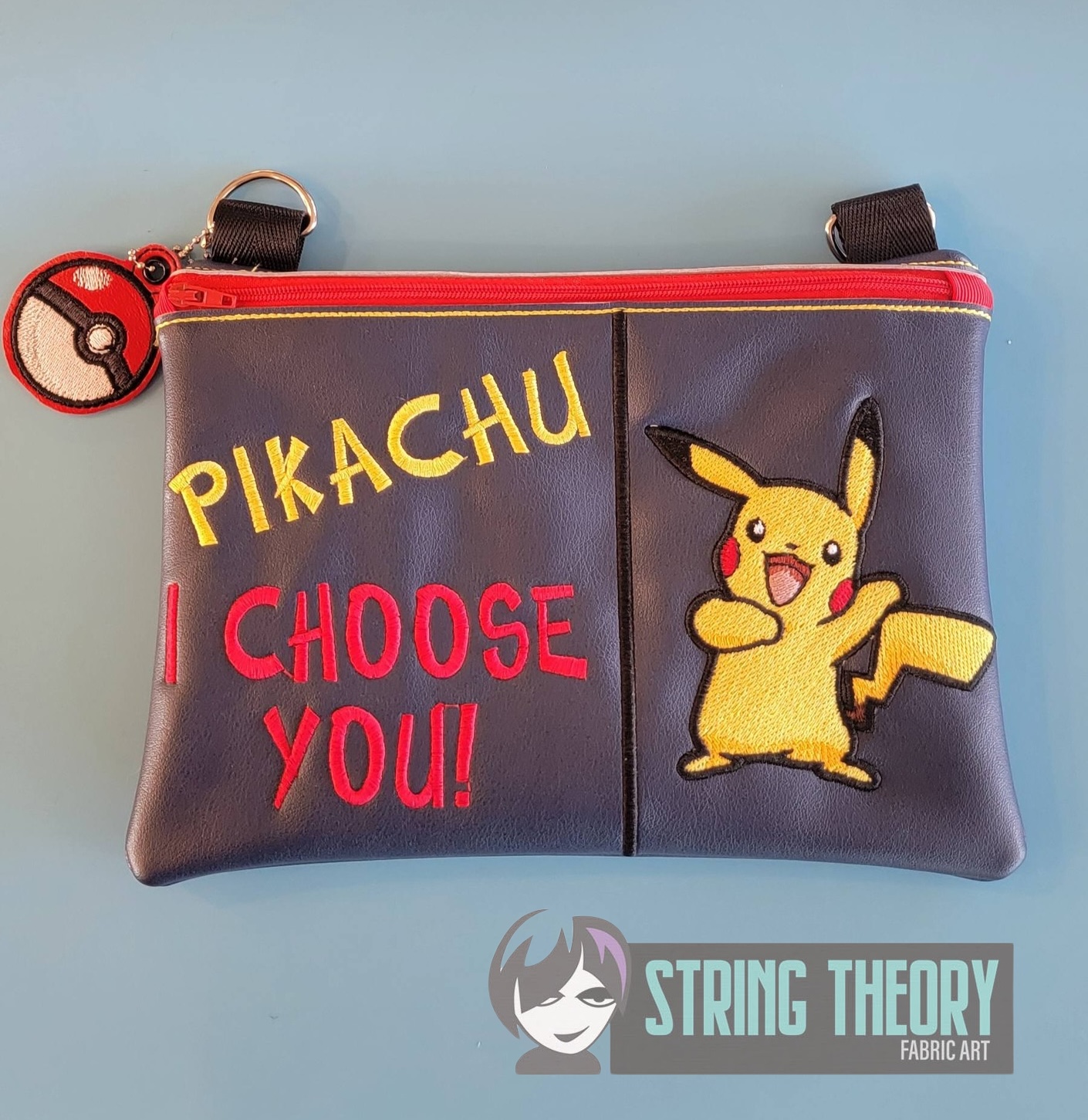 Split Front Chibi Pikachu Fully Lined ITH Zip Bag Machine Embroidery Design