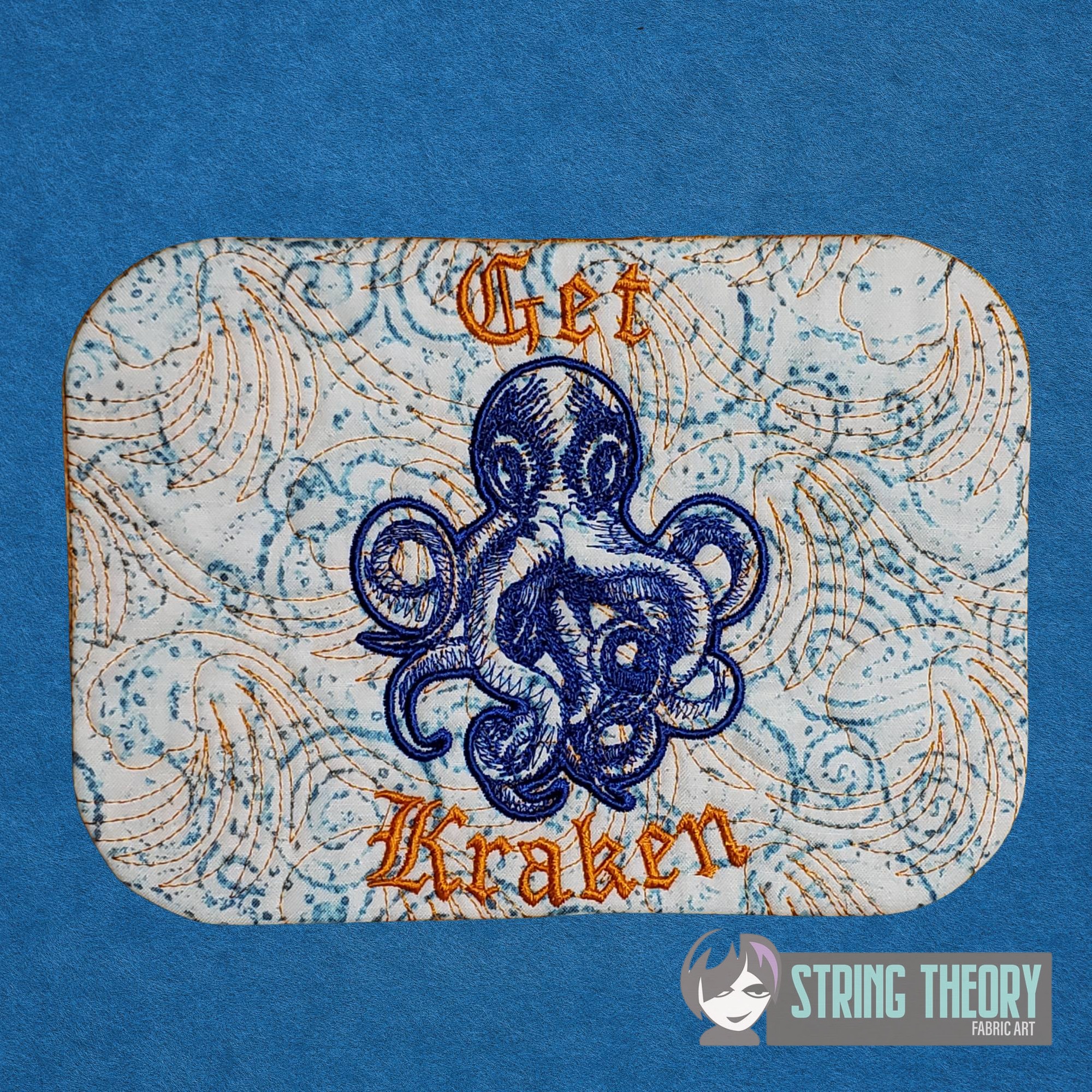 Get Kraken ITH Mug Rug machine embroidery design