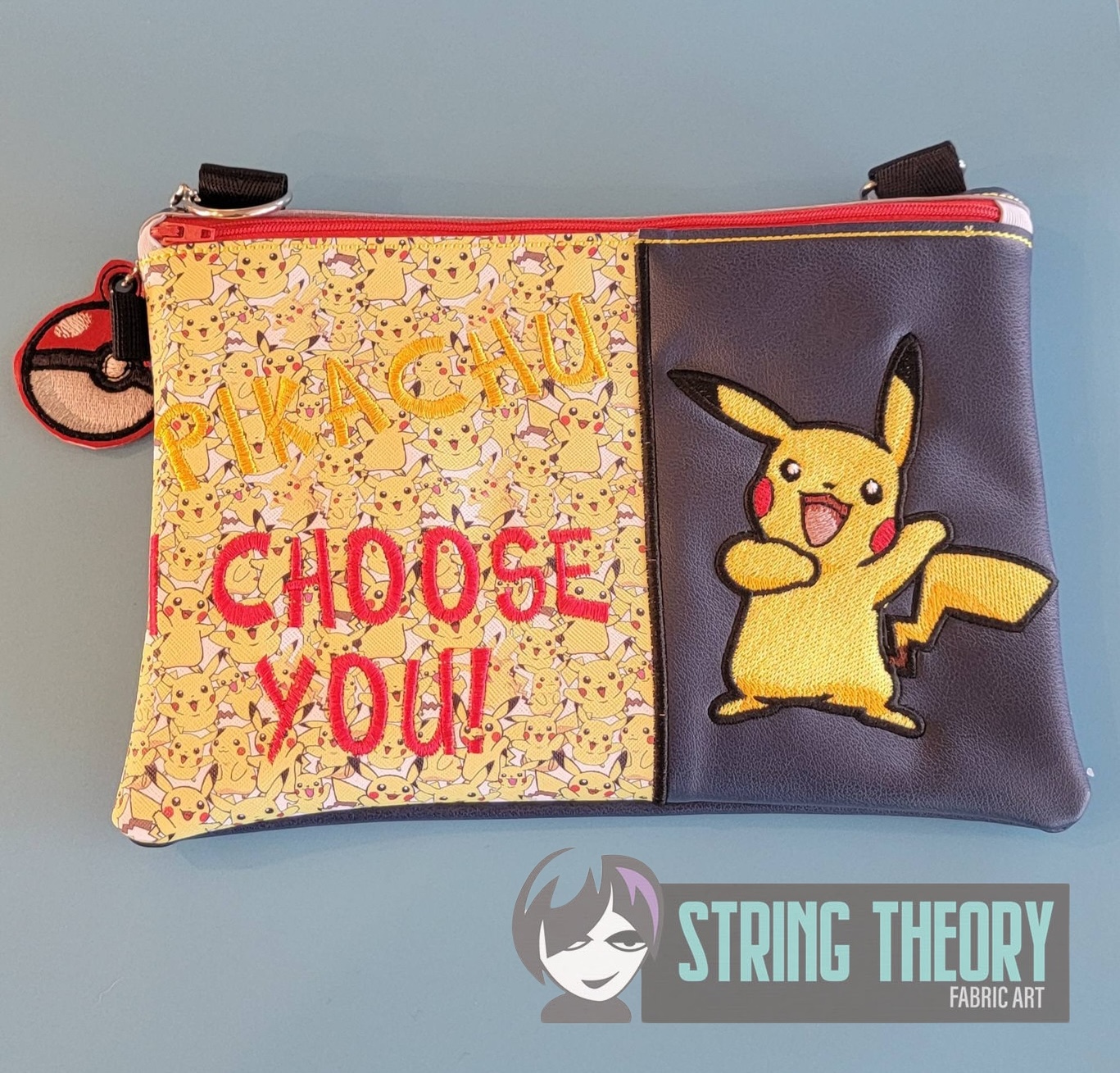 Split Front Chibi Pikachu Fully Lined ITH Zip Bag Machine Embroidery Design