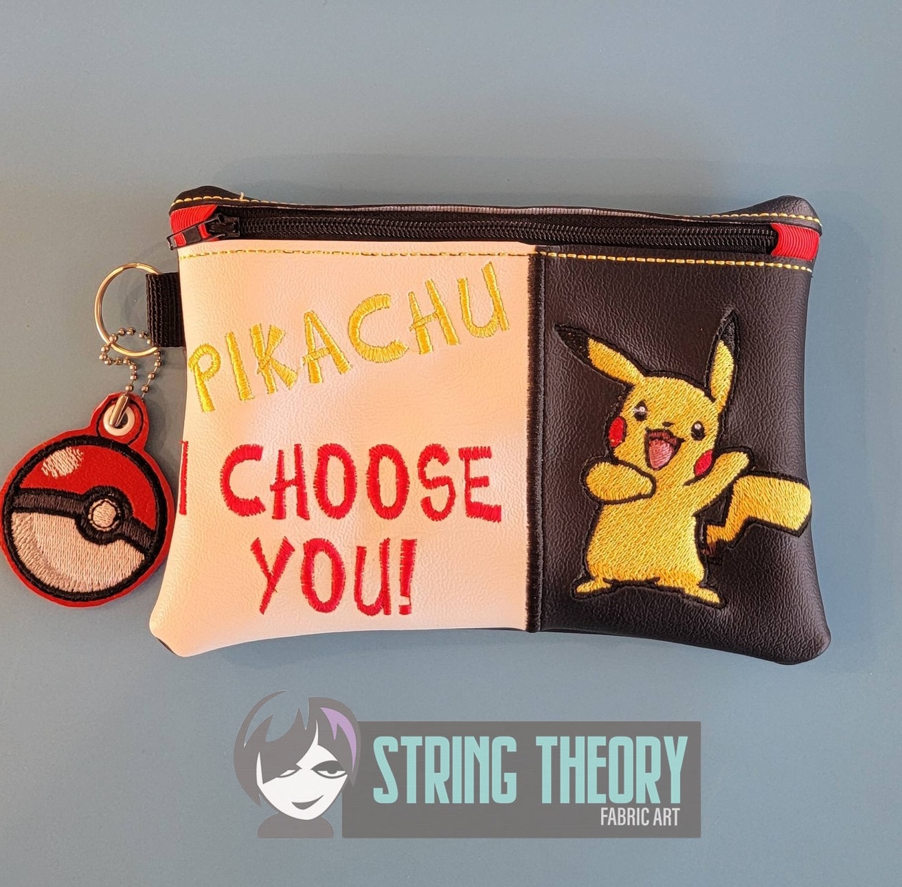 Split Front Chibi Pikachu Fully Lined ITH Zip Bag Machine Embroidery Design