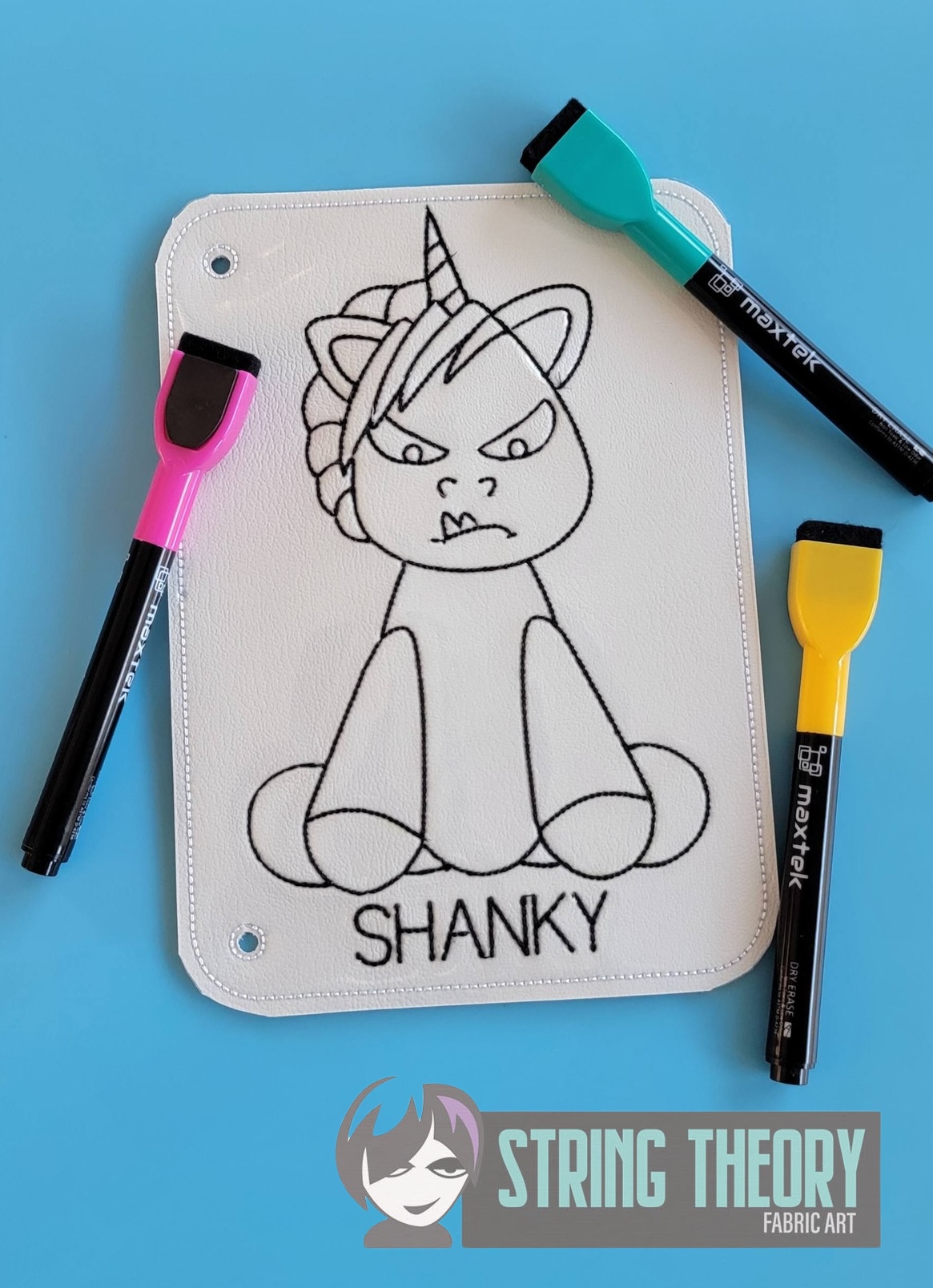 Shanky the Unicorn Color Page ITH machine embroidery design