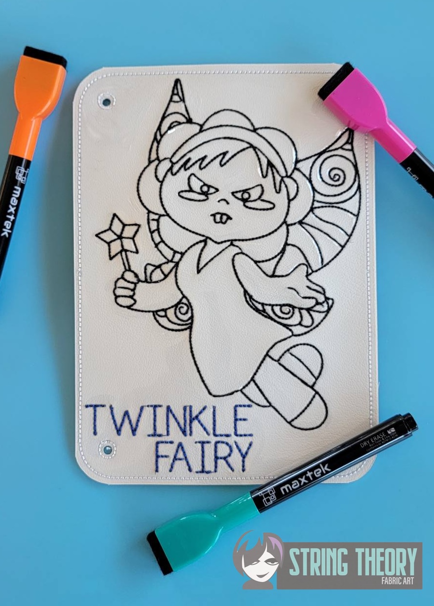 Twinkle Fairy Color Page ITH machine embroidery design