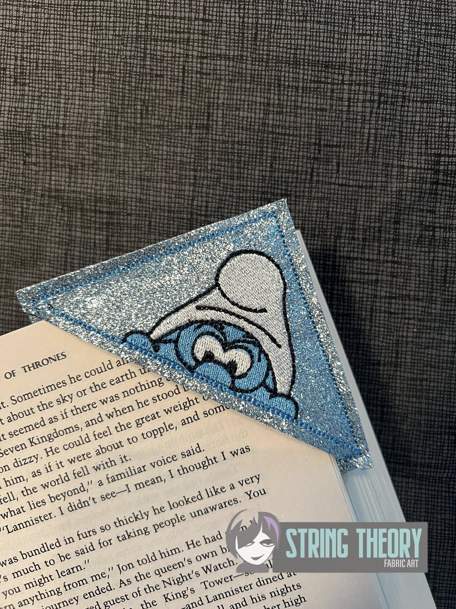 Brainy Smurf Corner Bookmark ITH machine embroidery design