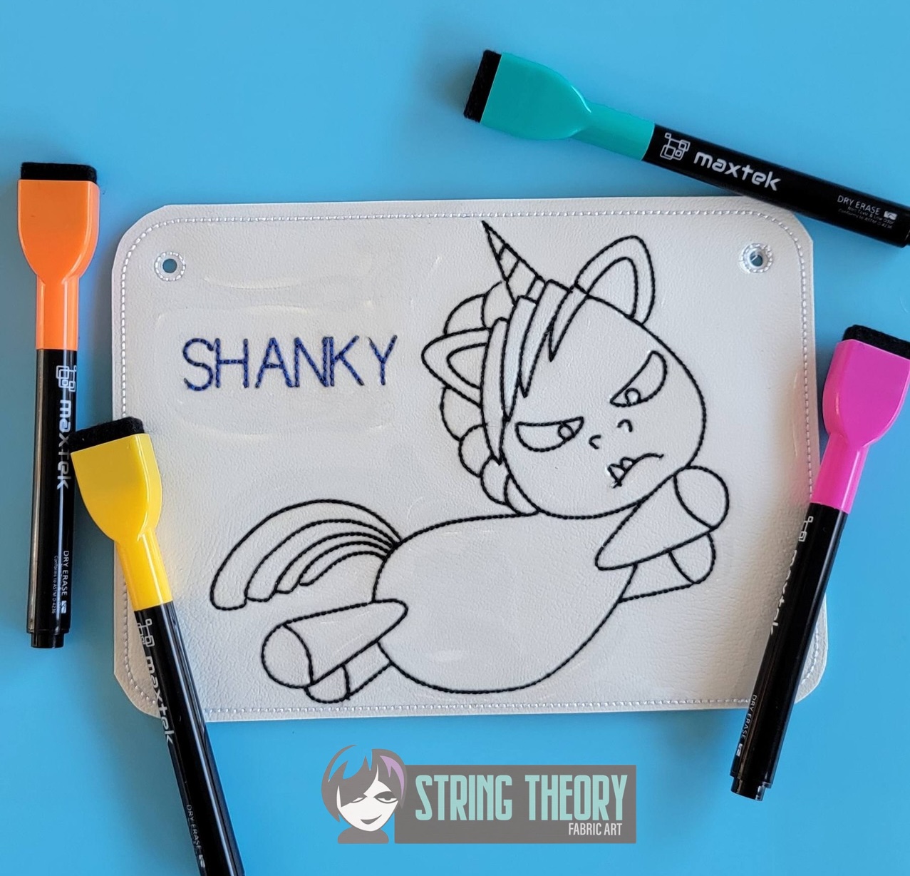 Shanky the Unicorn Color Page ITH machine embroidery design
