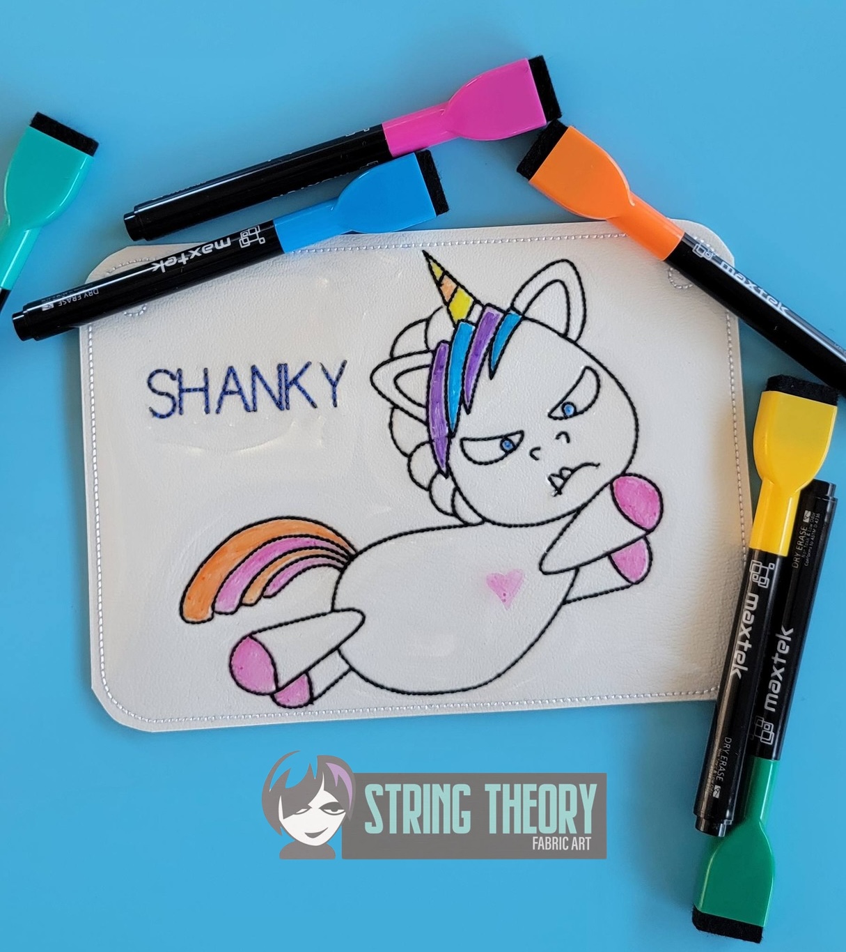 Shanky the Unicorn Color Page ITH machine embroidery design