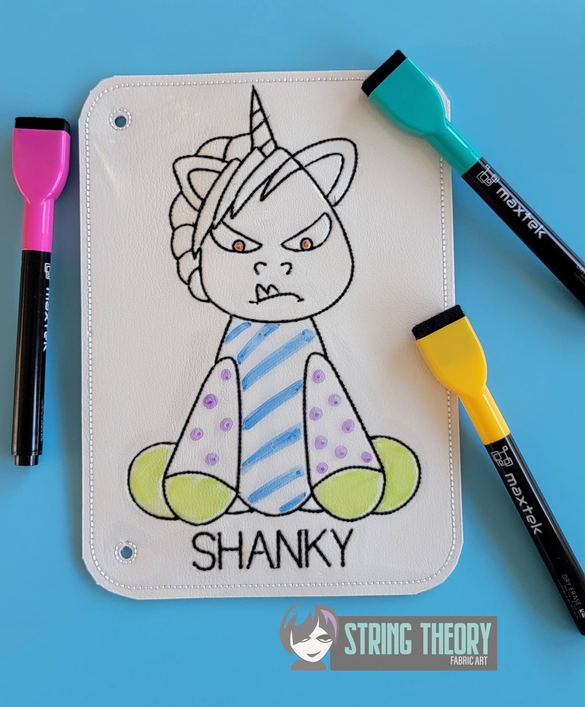 Shanky the Unicorn Color Page ITH machine embroidery design