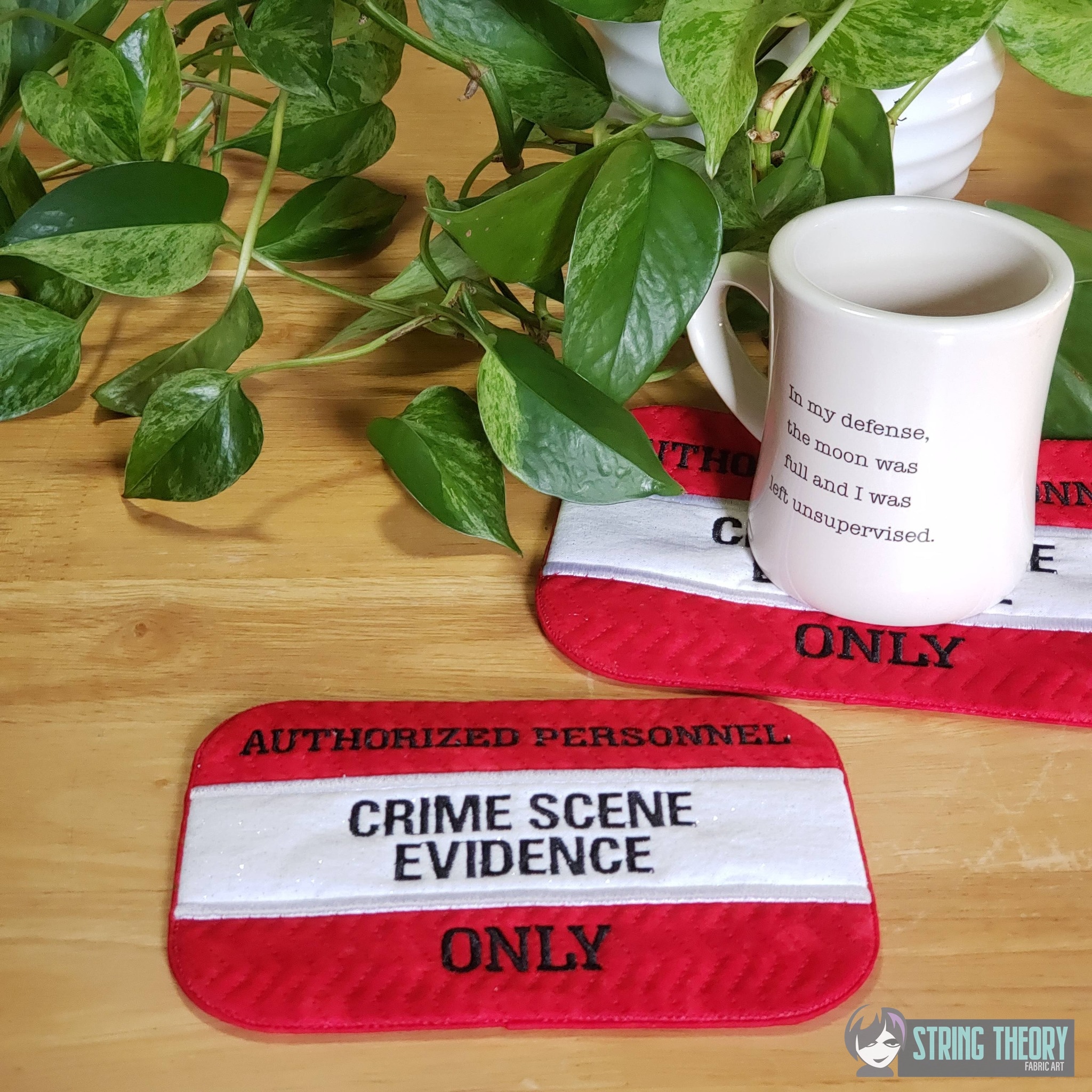 Crime Scene Evidence Mug Rug ITH Machine Embroidery Design