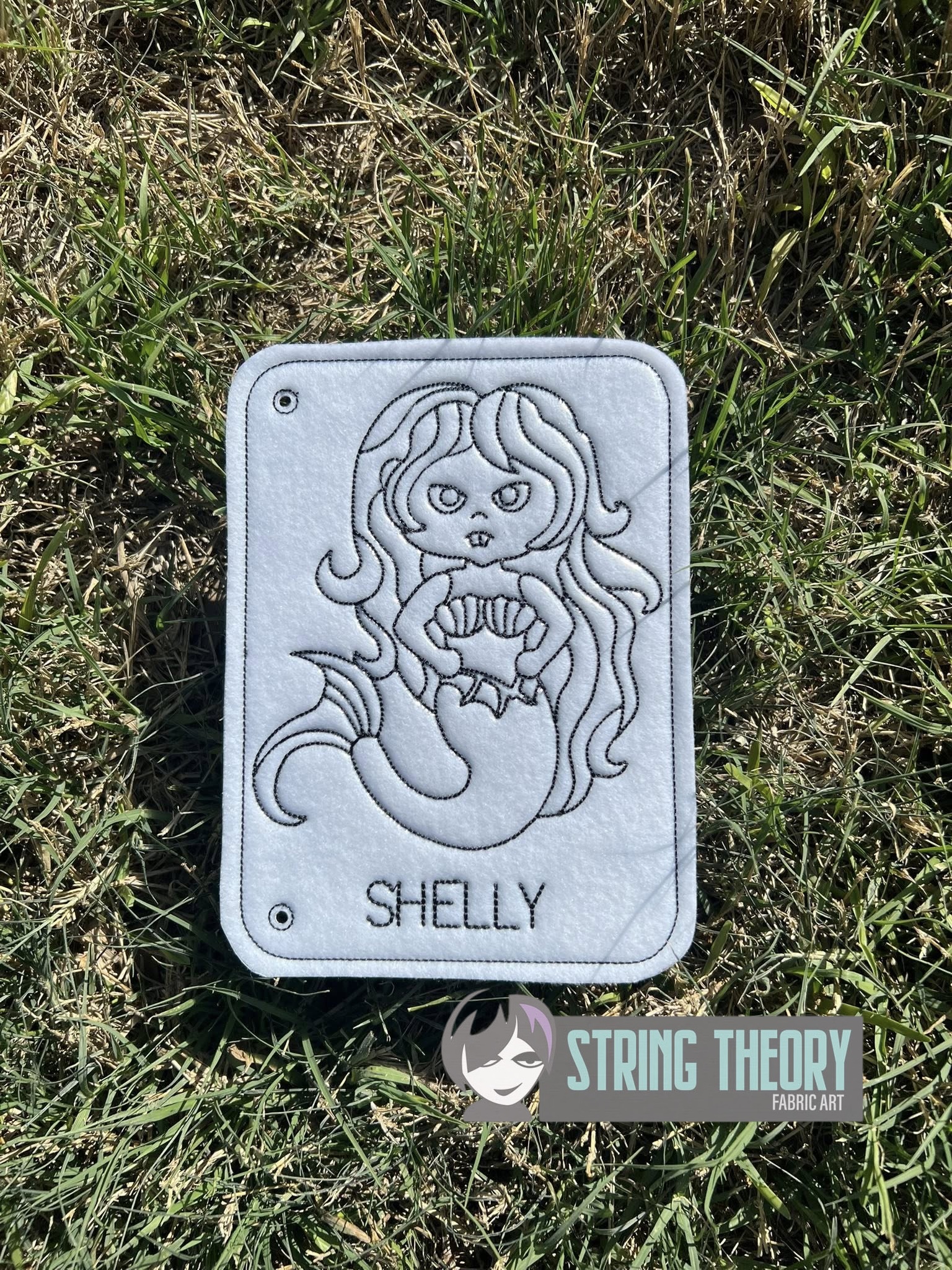 Shelly the Mermaid Color Page ITH machine embroidery design