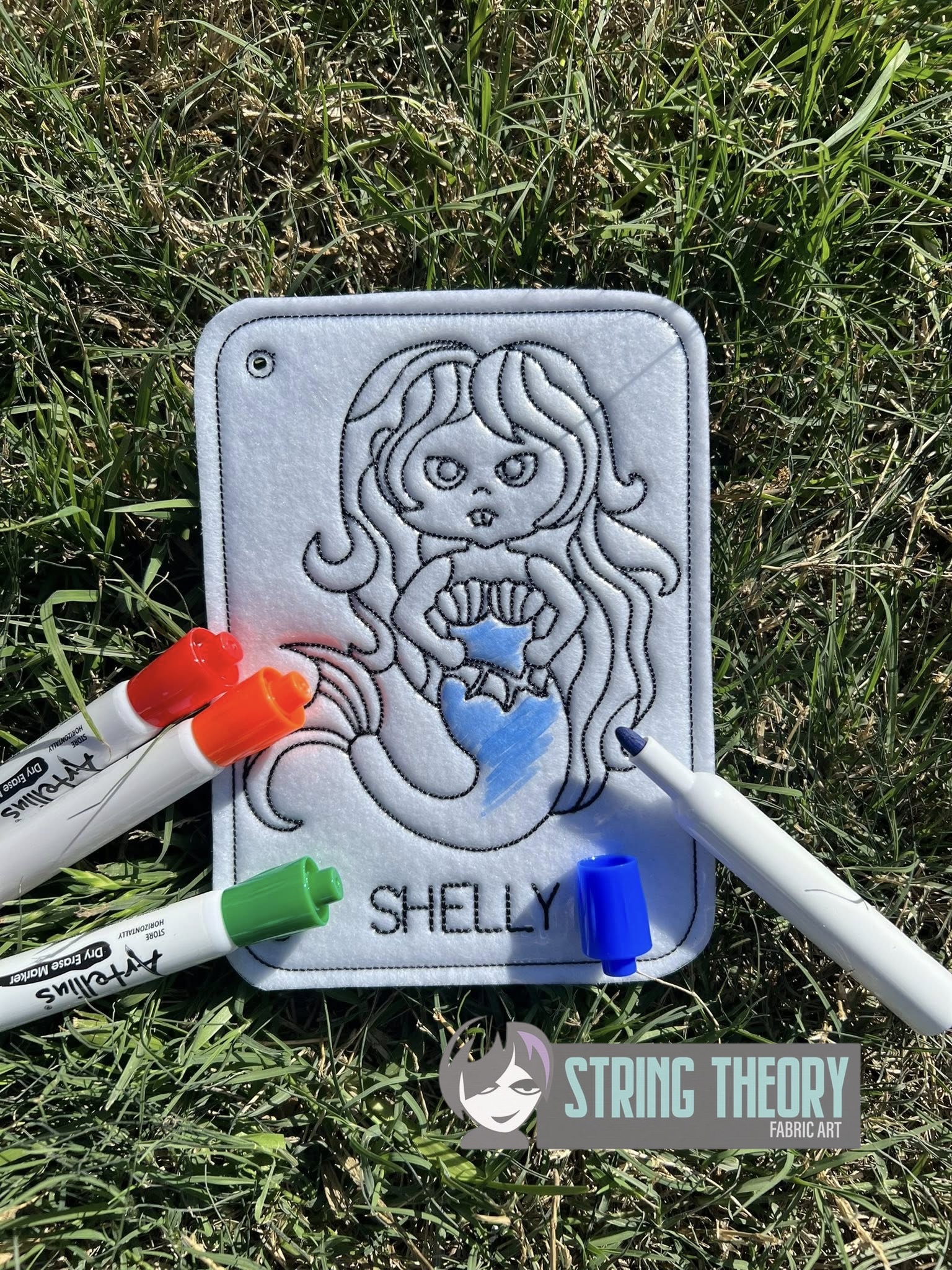 Shelly the Mermaid Color Page ITH machine embroidery design