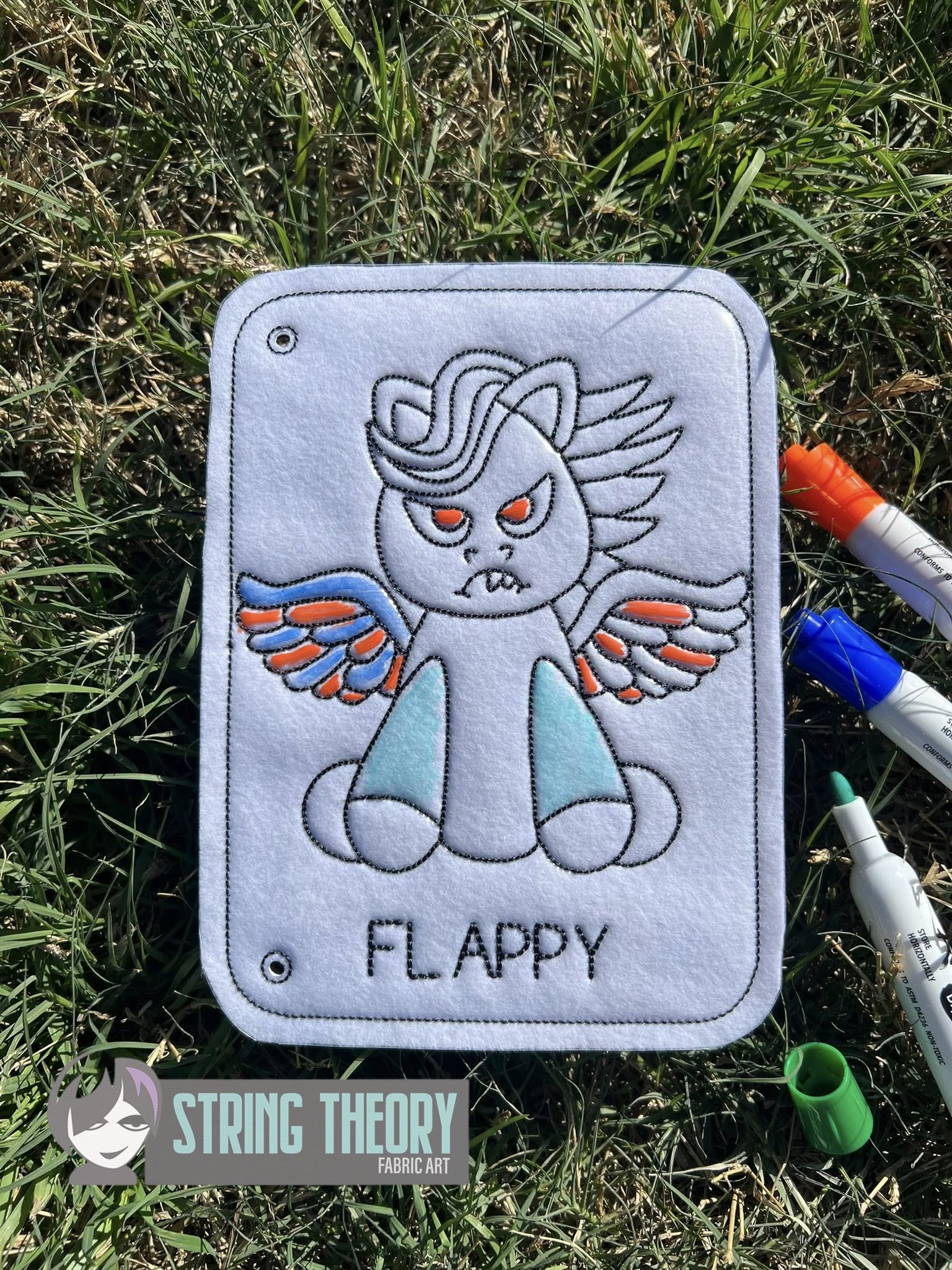 Flappy the Pegasus Color Page ITH machine embroidery design