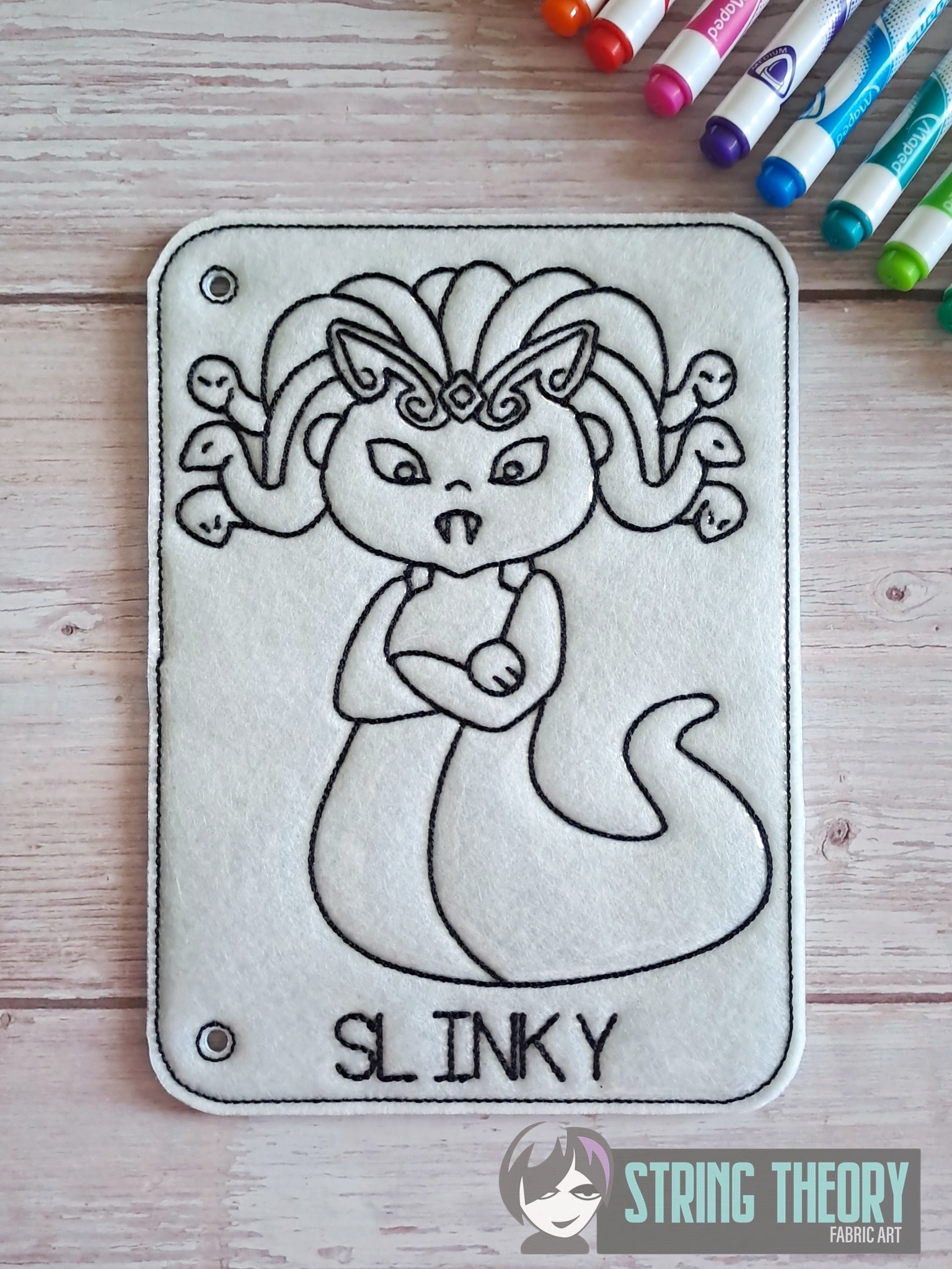 Slinky the Gorgon Color Page ITH machine embroidery design