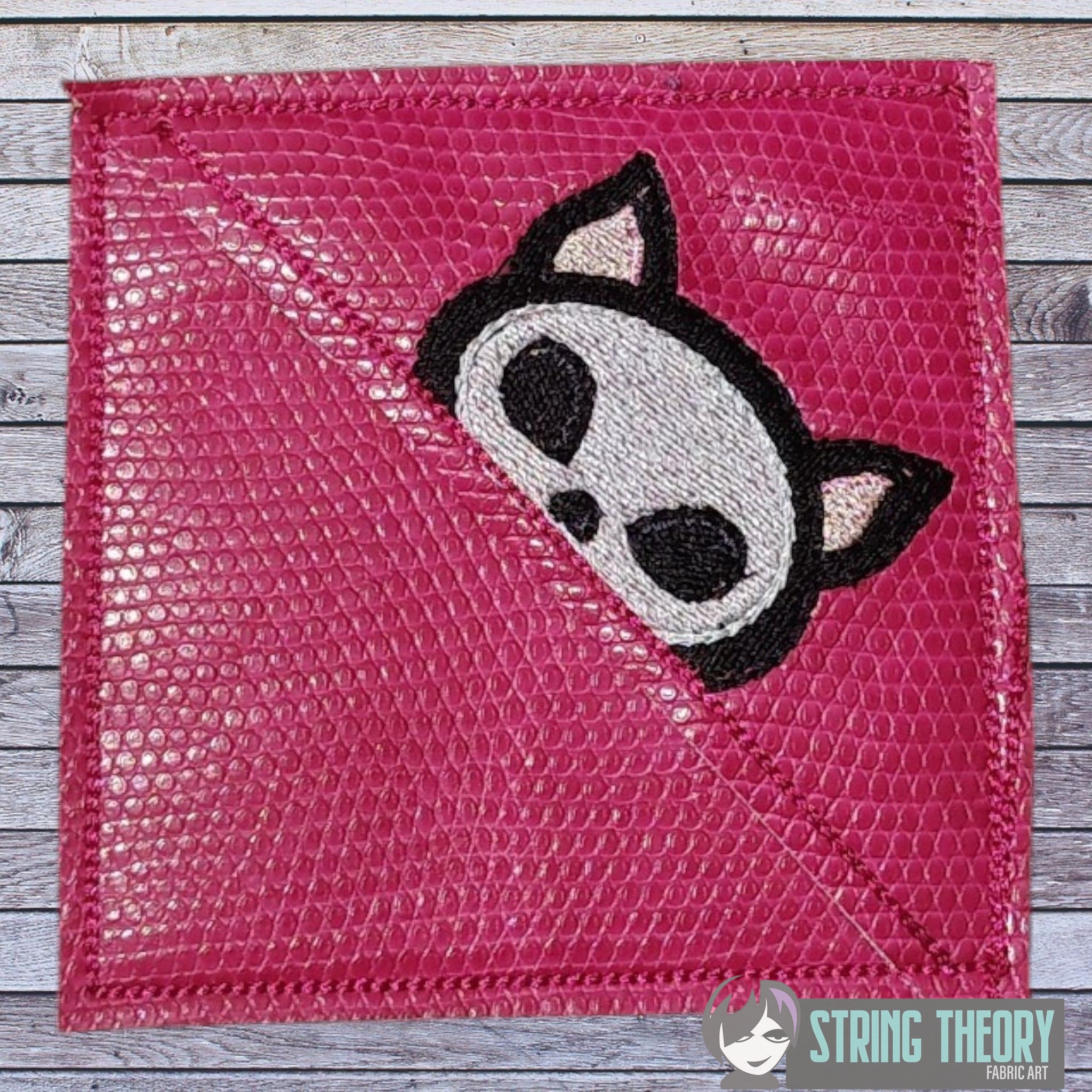 Skele Cat Corner Bookmark ITH machine embroidery design