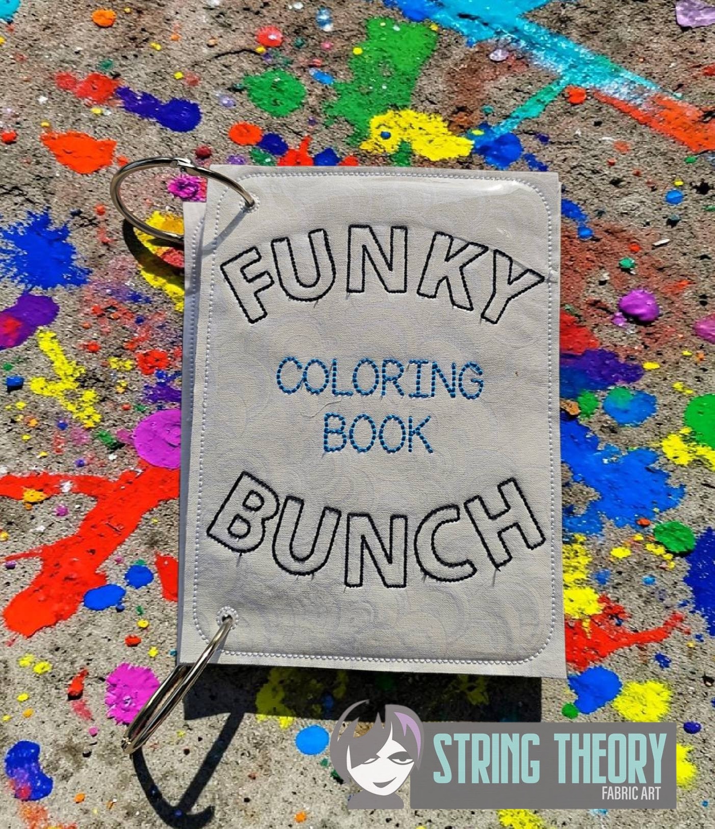 Funky Bunch ITH machine embroidery reusable coloring book project