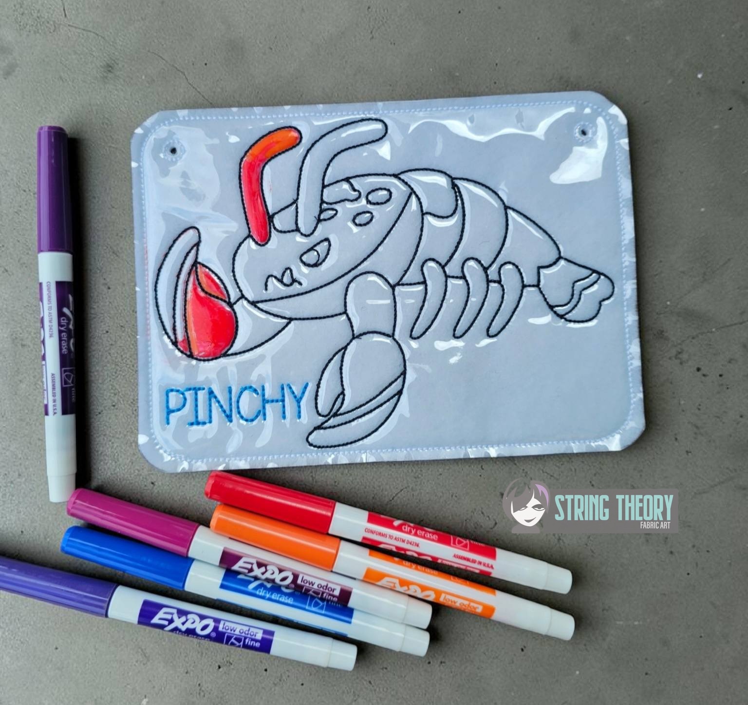 Pinchy the Lobster Color Page ITH machine embroidery design