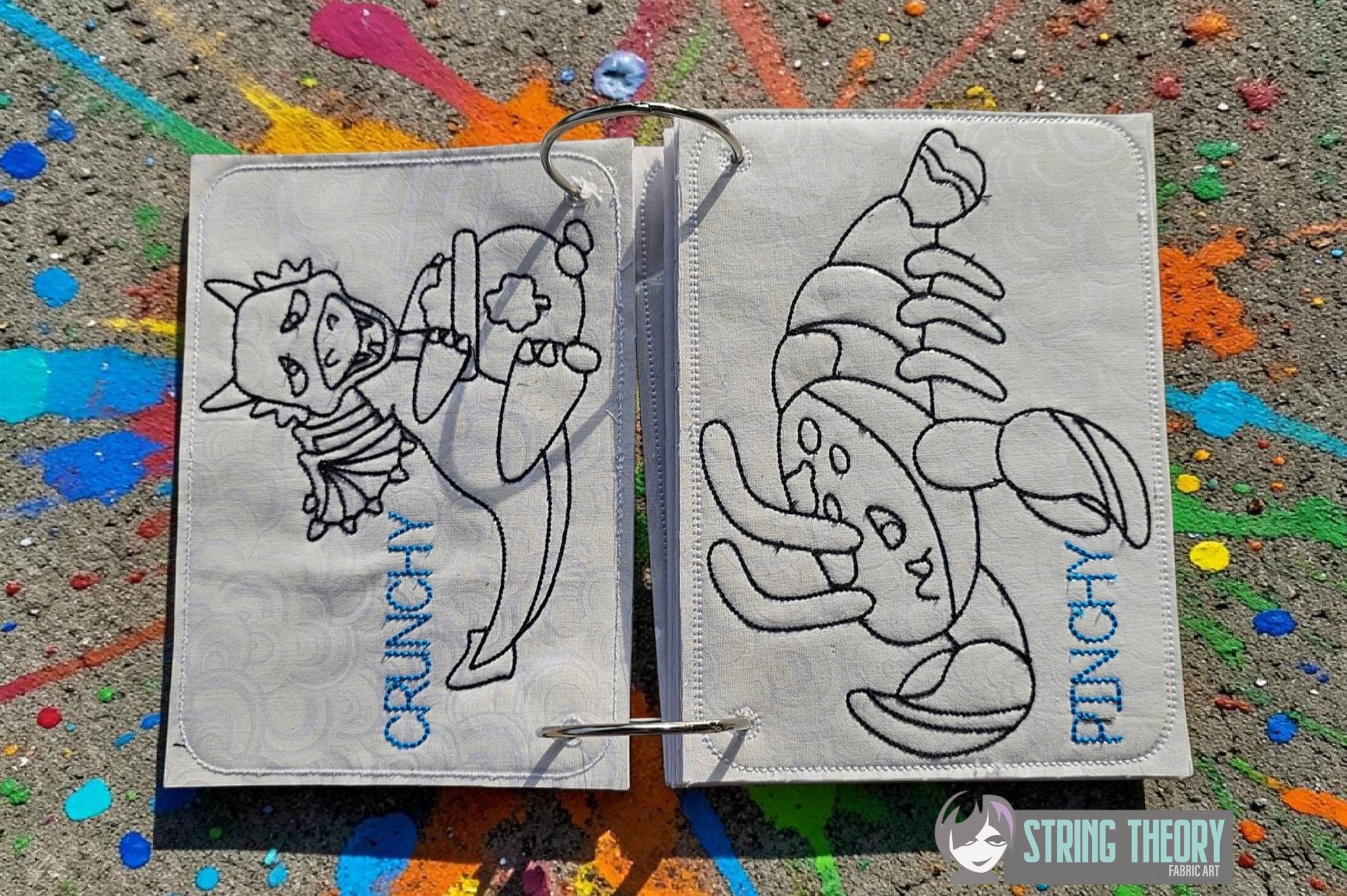 Funky Bunch ITH machine embroidery reusable coloring book project