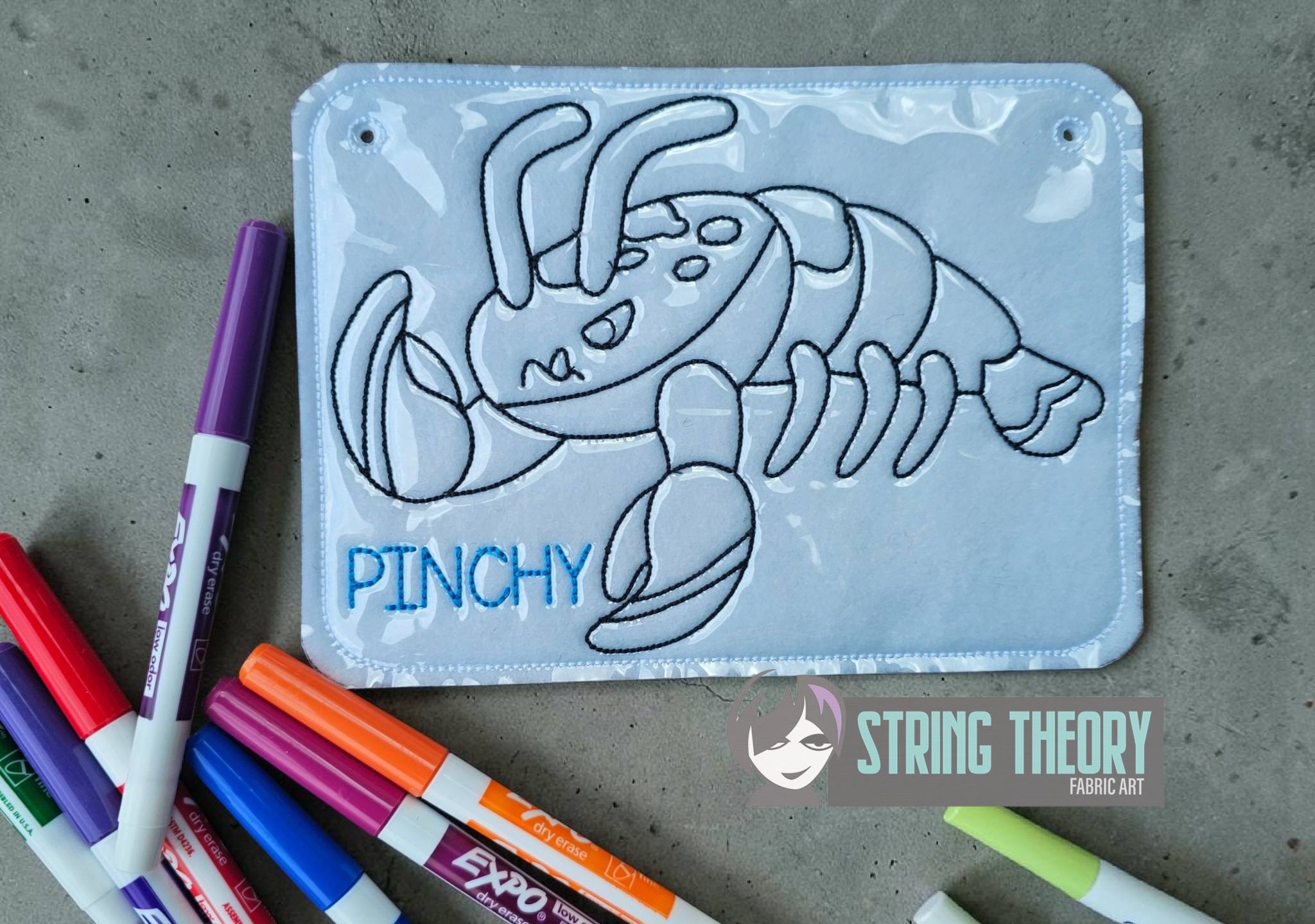 Pinchy the Lobster Color Page ITH machine embroidery design