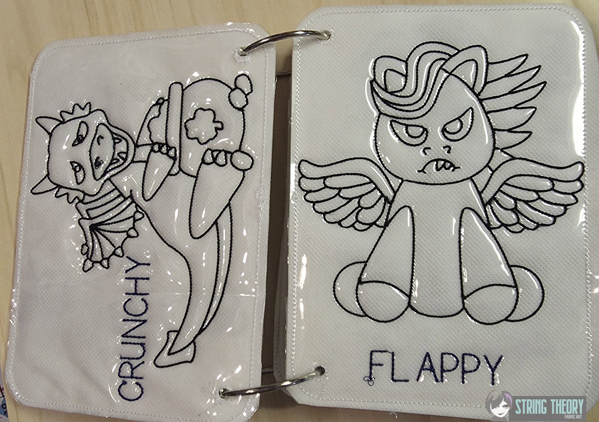 Funky Bunch ITH machine embroidery reusable coloring book project