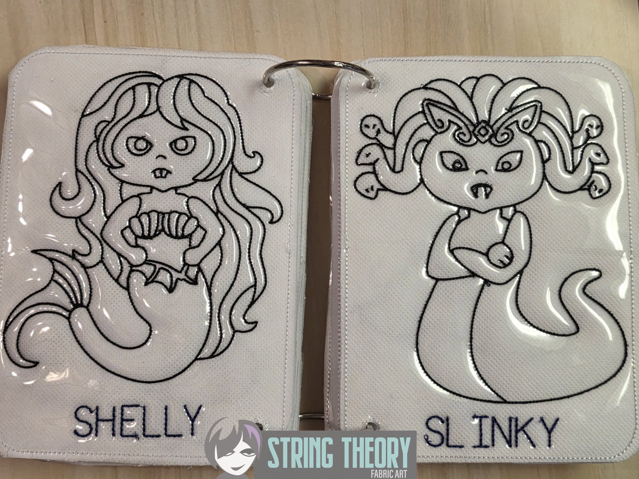 Funky Bunch ITH machine embroidery reusable coloring book project