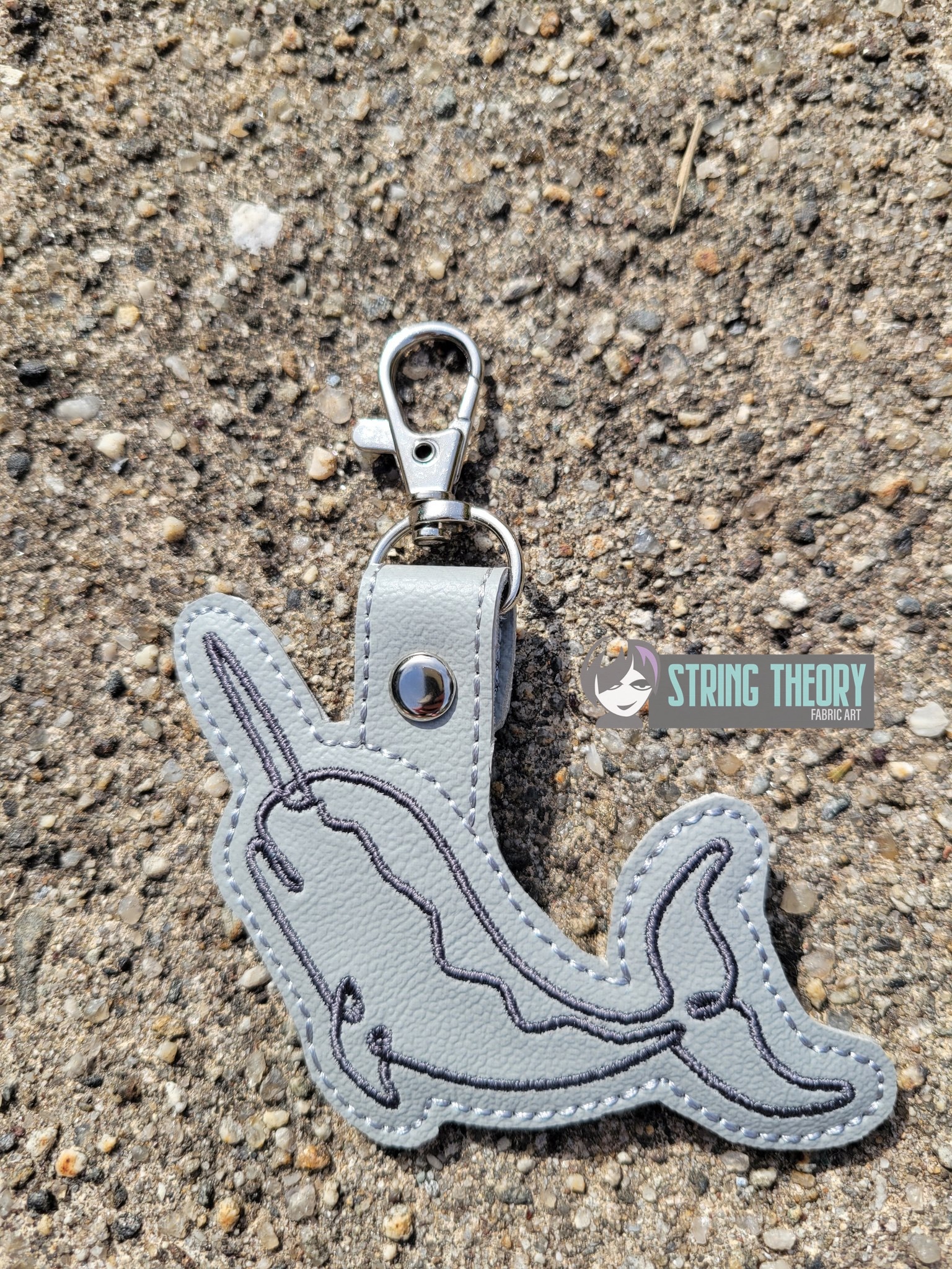 Continuous Line Narwhal ITH Fob machine embroidery design
