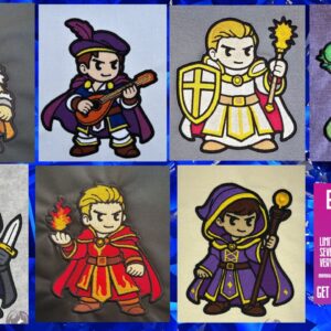 DND Chibi Boy Heroes 5x7 machine embroidery pattern bundle