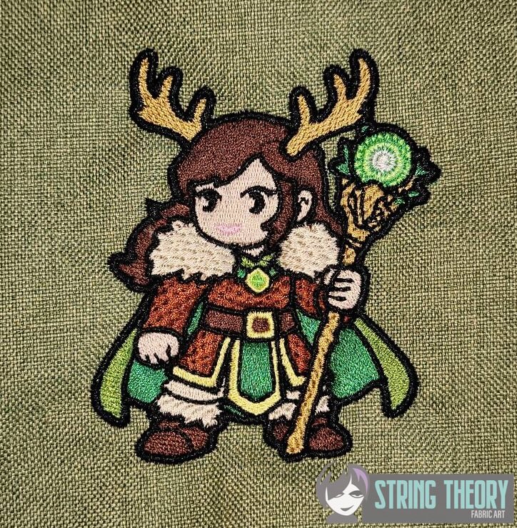 DND Chibi Girl Druid machine embroidery design